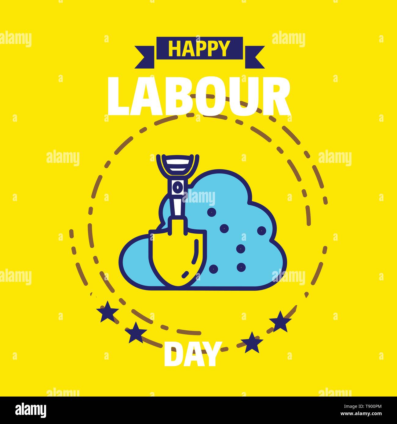 Felice giornata del lavoro design con il blu e il giallo del vettore a tema Illustrazione Vettoriale