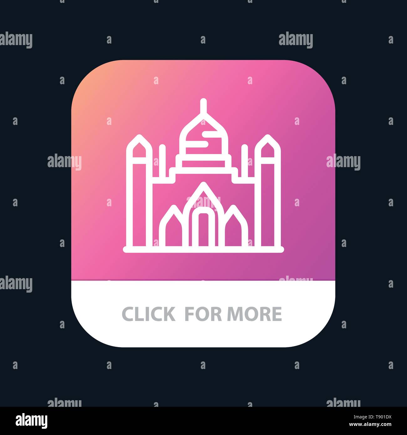 Aurangabad Fort, Bangladesh, Dhaka, Lalbagh Mobile App pulsante. Android e IOS versione di linea Illustrazione Vettoriale