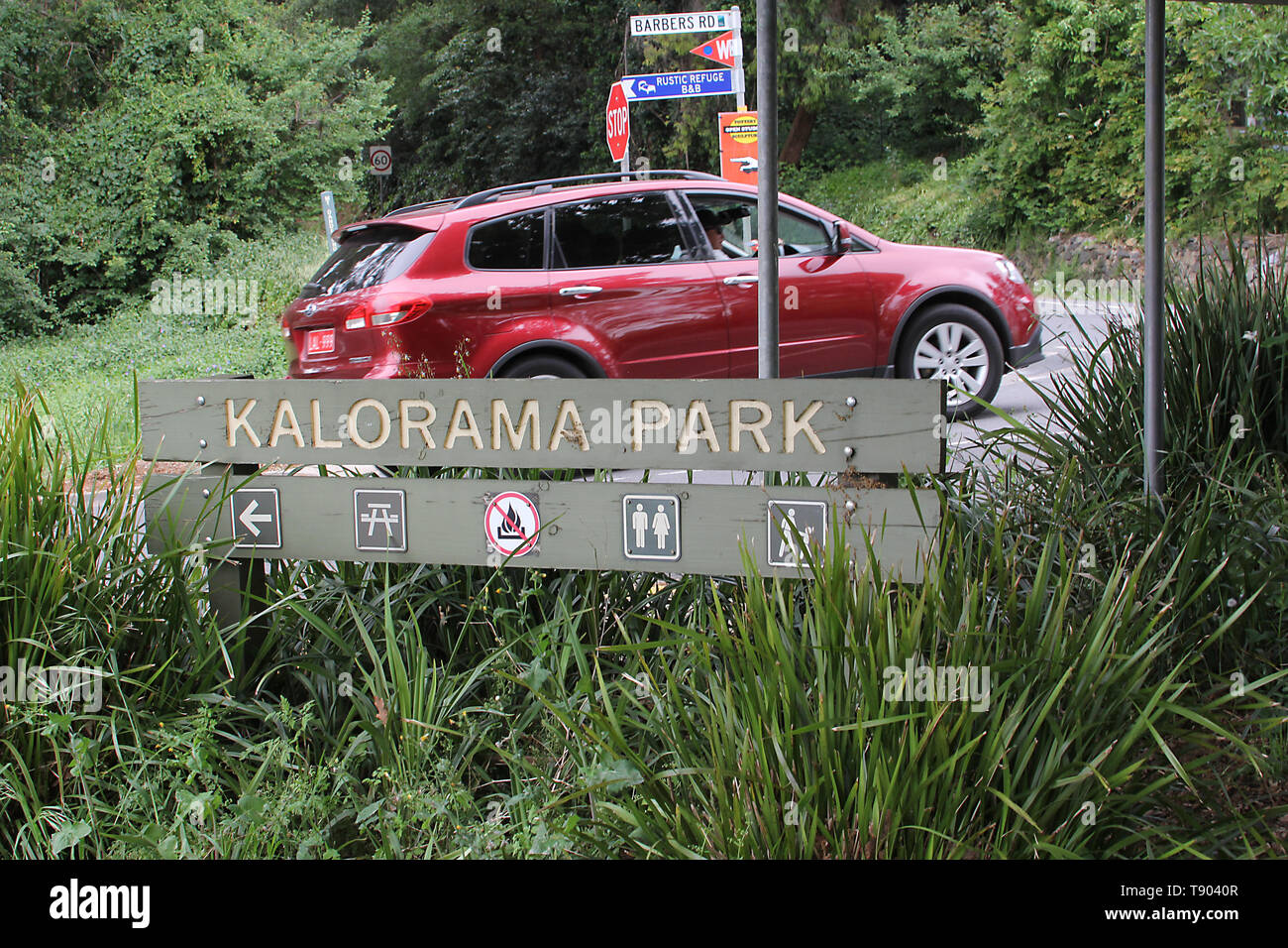 Visitare l'Australia. , Kalorama Park in Victoria è perfetto per picnic, barbecue o semplicemente per un momento di relax mentre vi godete le magnifiche circonda. Foto Stock