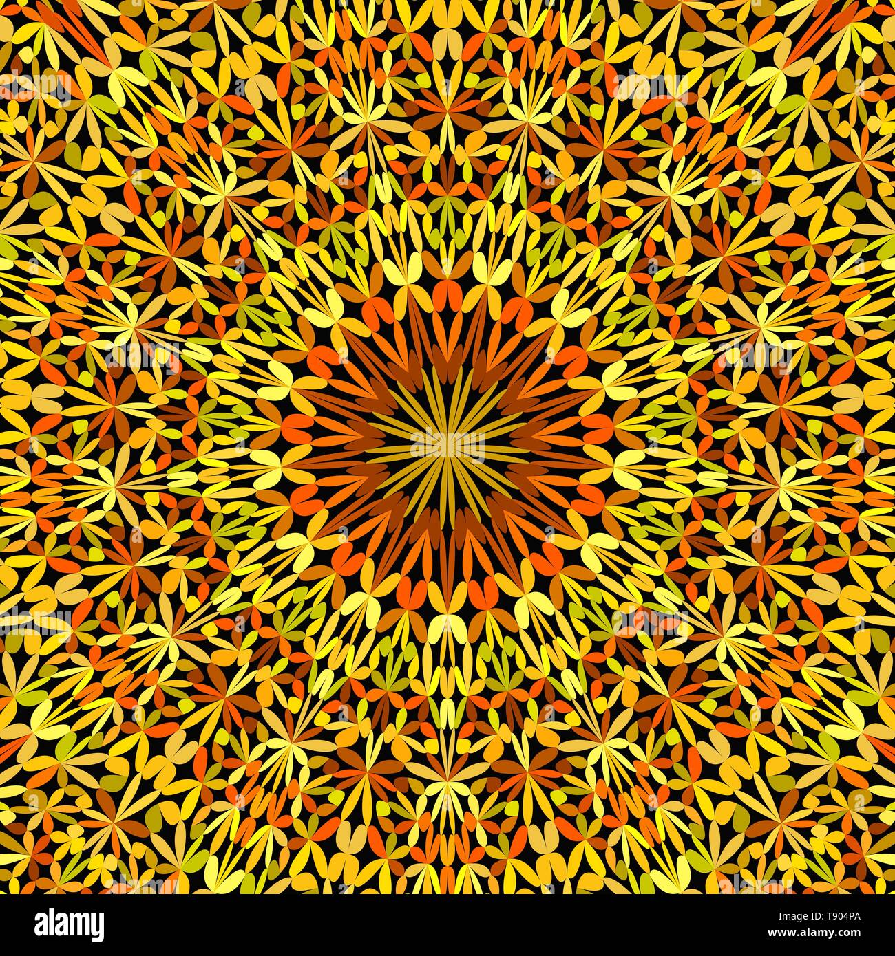 Petalo Orange Garden mandala pattern wallpaper design - vettore geometrico meditazione grafica di sfondo Illustrazione Vettoriale