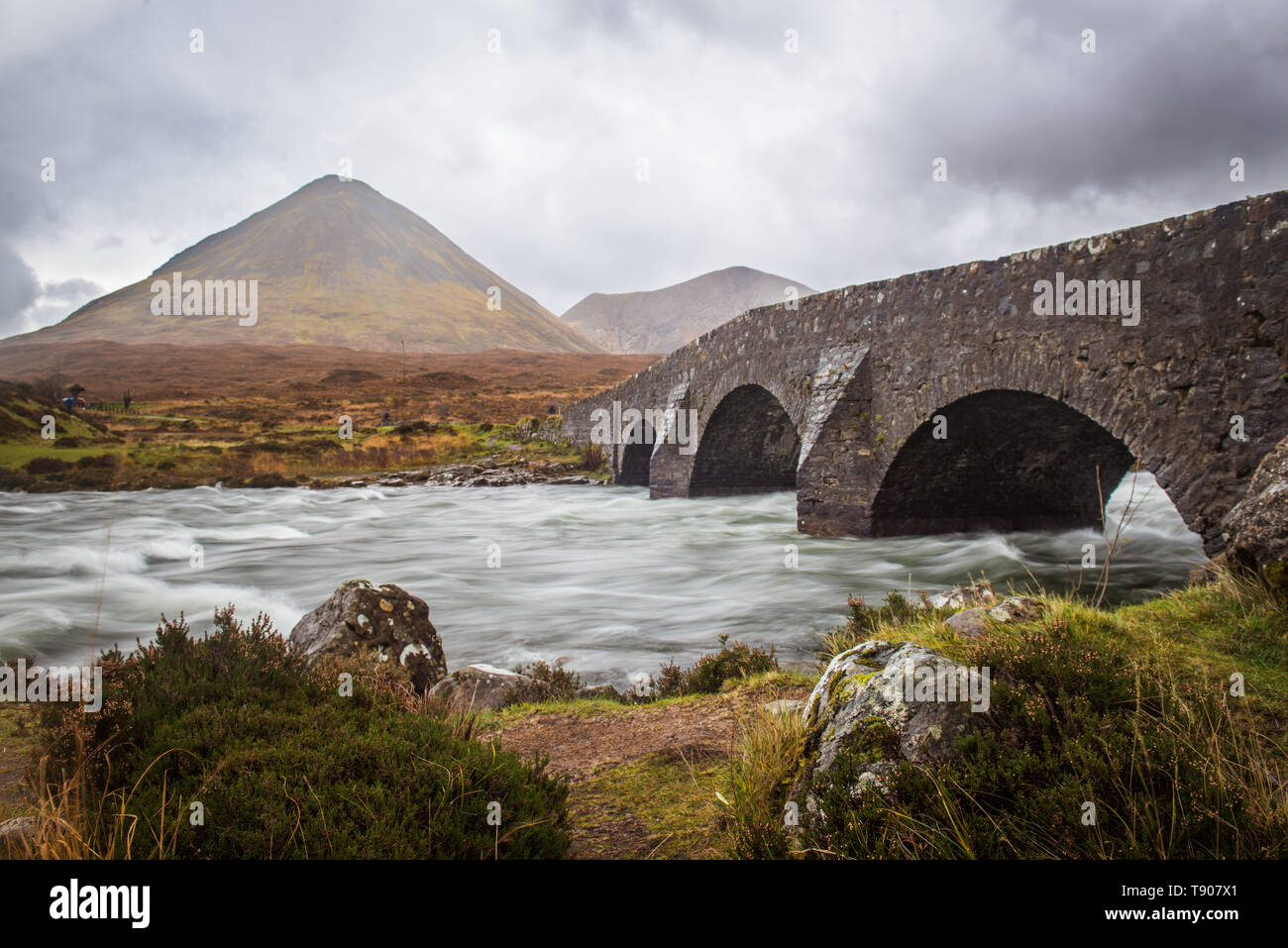 Sligachan Ponte Vecchio, Isola di Skye in Scozia Foto Stock