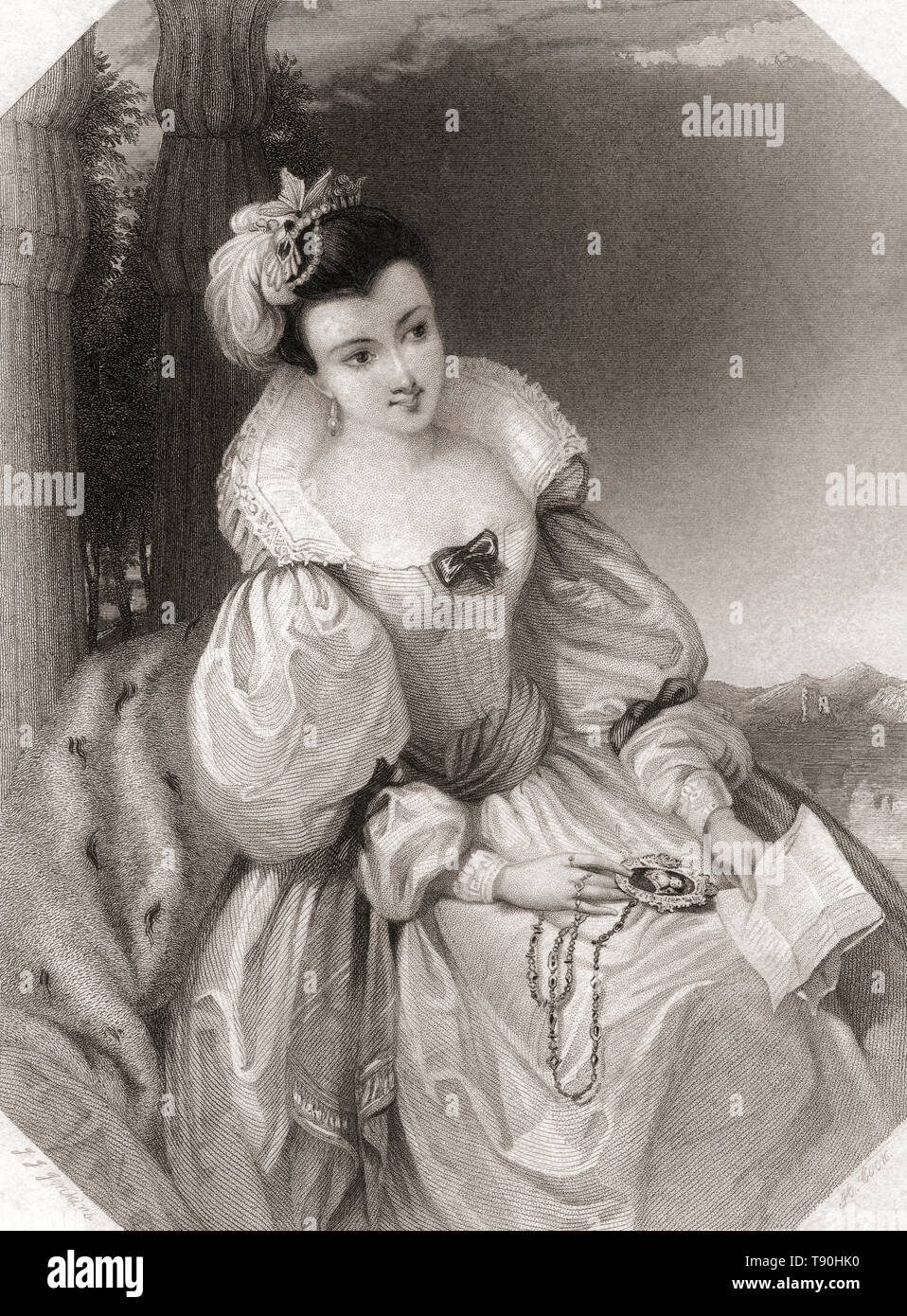 La principessa di Francia. Principal personaggio femminile di Shakespeare Amore del lavoro è perso. Dalla Galleria di Shakespeare, pubblicato c.1840. Foto Stock
