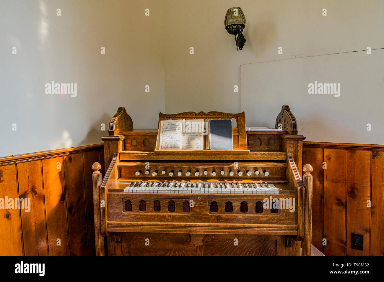 Organ, Storico 1896, Murray Chiesa unita, Nicola Valley, British Columbia, Canada. Foto Stock