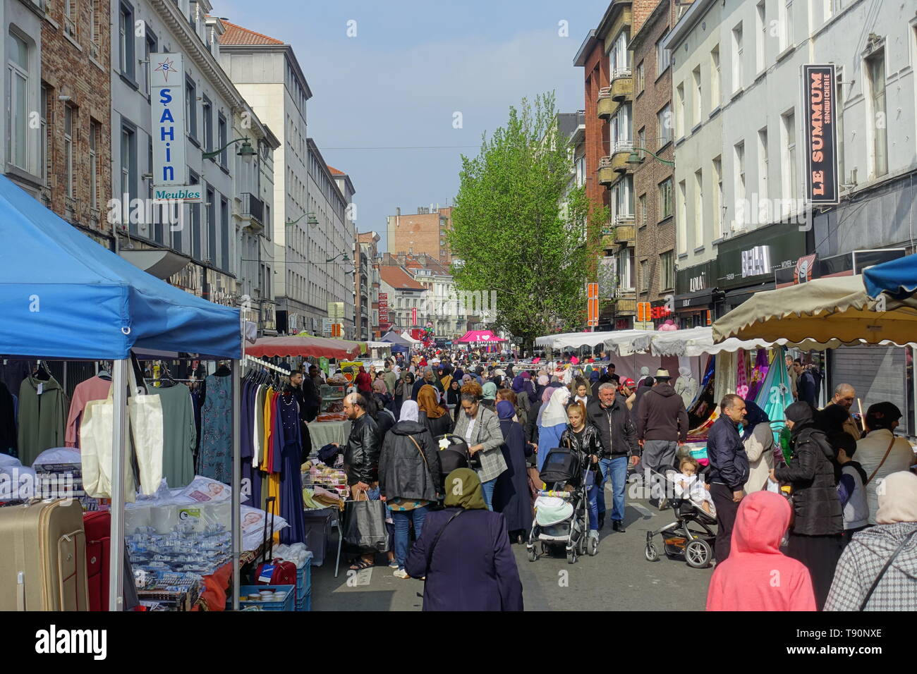 Brüssel, Bruxelles, Molenbeek-Saint-Jean/Sint-Jans-Molenbeek; Die Bevölkerung von Molenbeek hat einen hohen Anteil vor allem von Einwanderern, von den Foto Stock