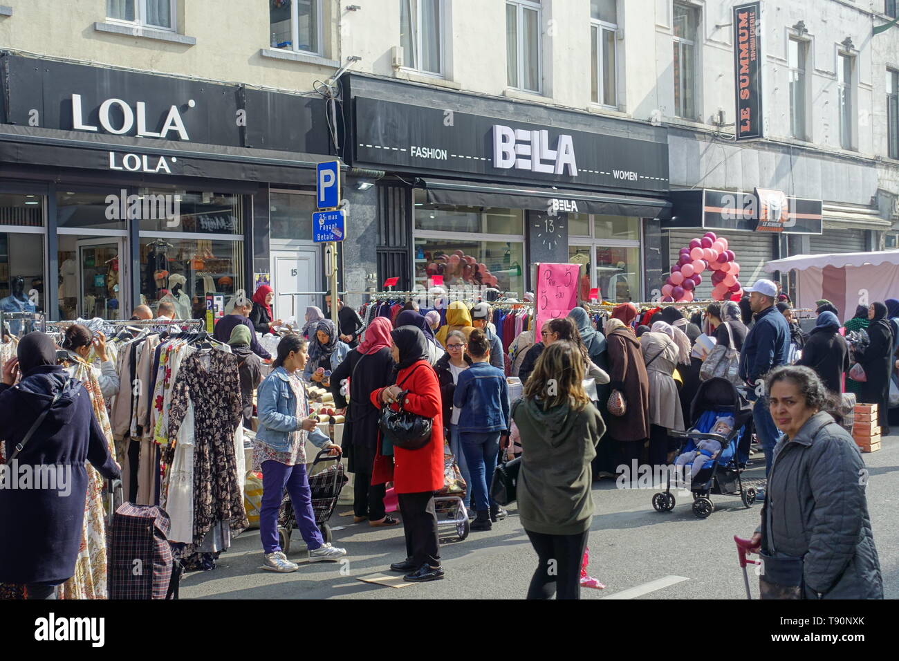 Brüssel, Bruxelles, Molenbeek-Saint-Jean/Sint-Jans-Molenbeek; Die Bevölkerung von Molenbeek hat einen hohen Anteil vor allem von Einwanderern, von den Foto Stock