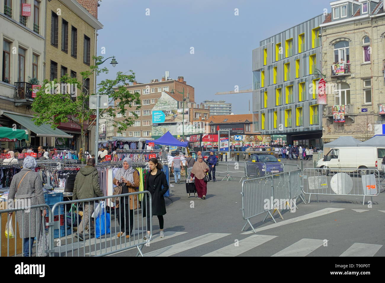 Brüssel, Bruxelles, Molenbeek-Saint-Jean/Sint-Jans-Molenbeek; Die Bevölkerung von Molenbeek hat einen hohen Anteil vor allem von Einwanderern, von den Foto Stock