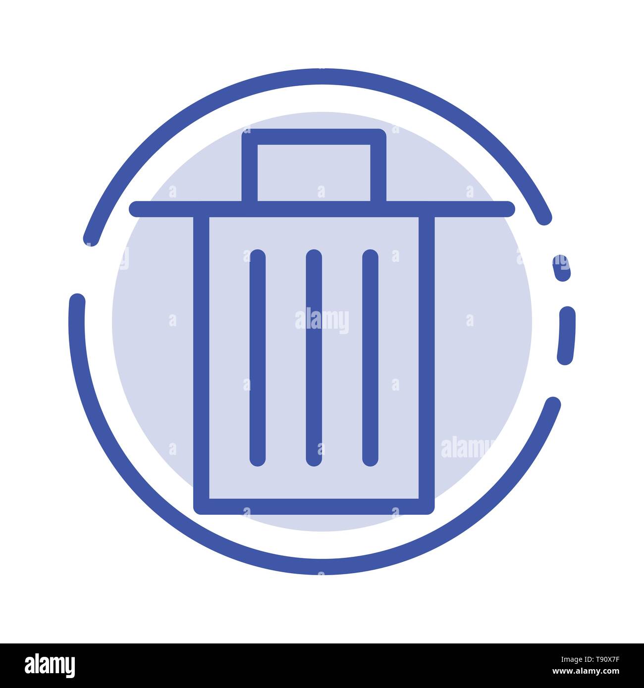 Cestello, stato, eliminare rifiuti, Cestino blu linea punteggiata Icona Linea Illustrazione Vettoriale