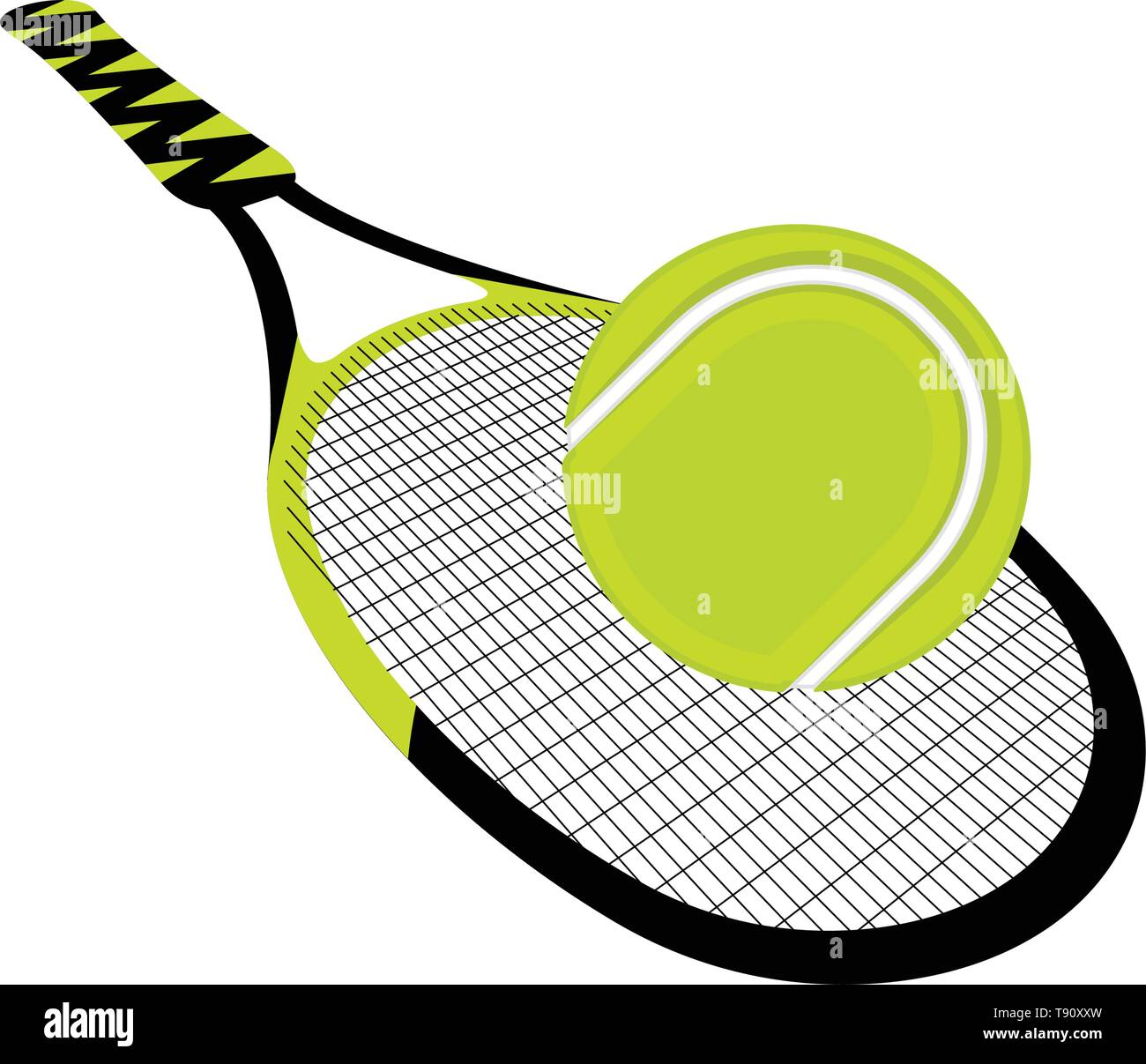 Isolato racchetta da tennis con una sfera Illustrazione Vettoriale