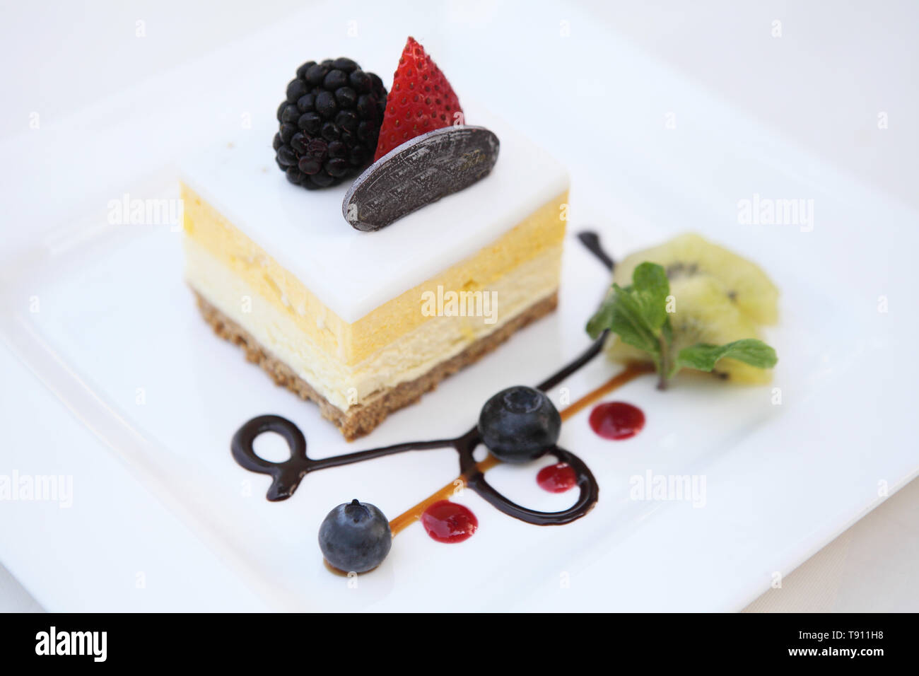 Mousse di mango torta di formaggio Foto Stock