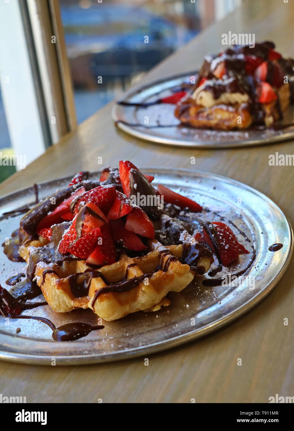 Deliziosi waffle a Zinnekin's @ Harvard Square Foto Stock