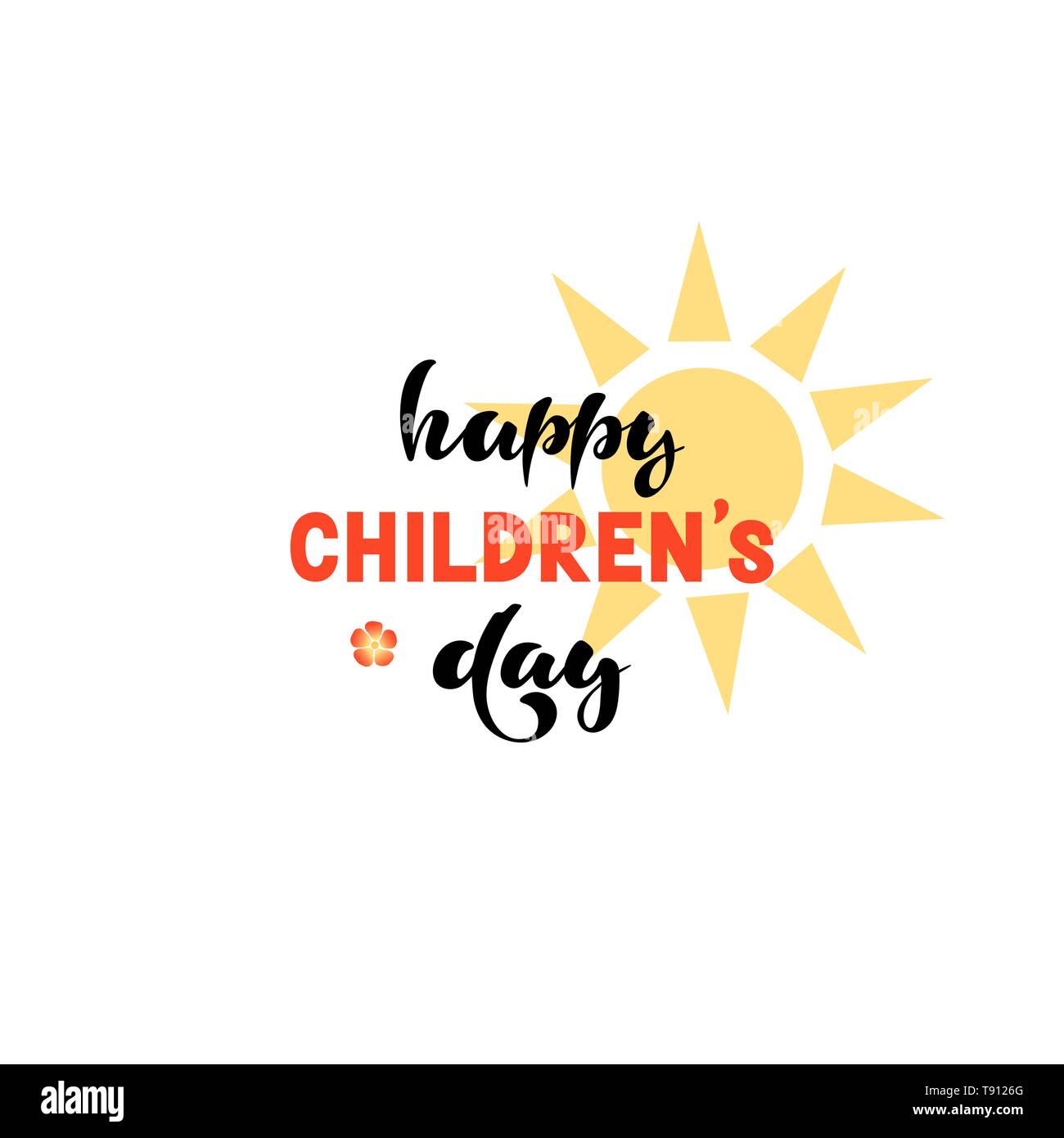 Illustrazione Vettoriale con frase manoscritta - Happy internazionale giorno per bambini. Illustrazione Vettoriale