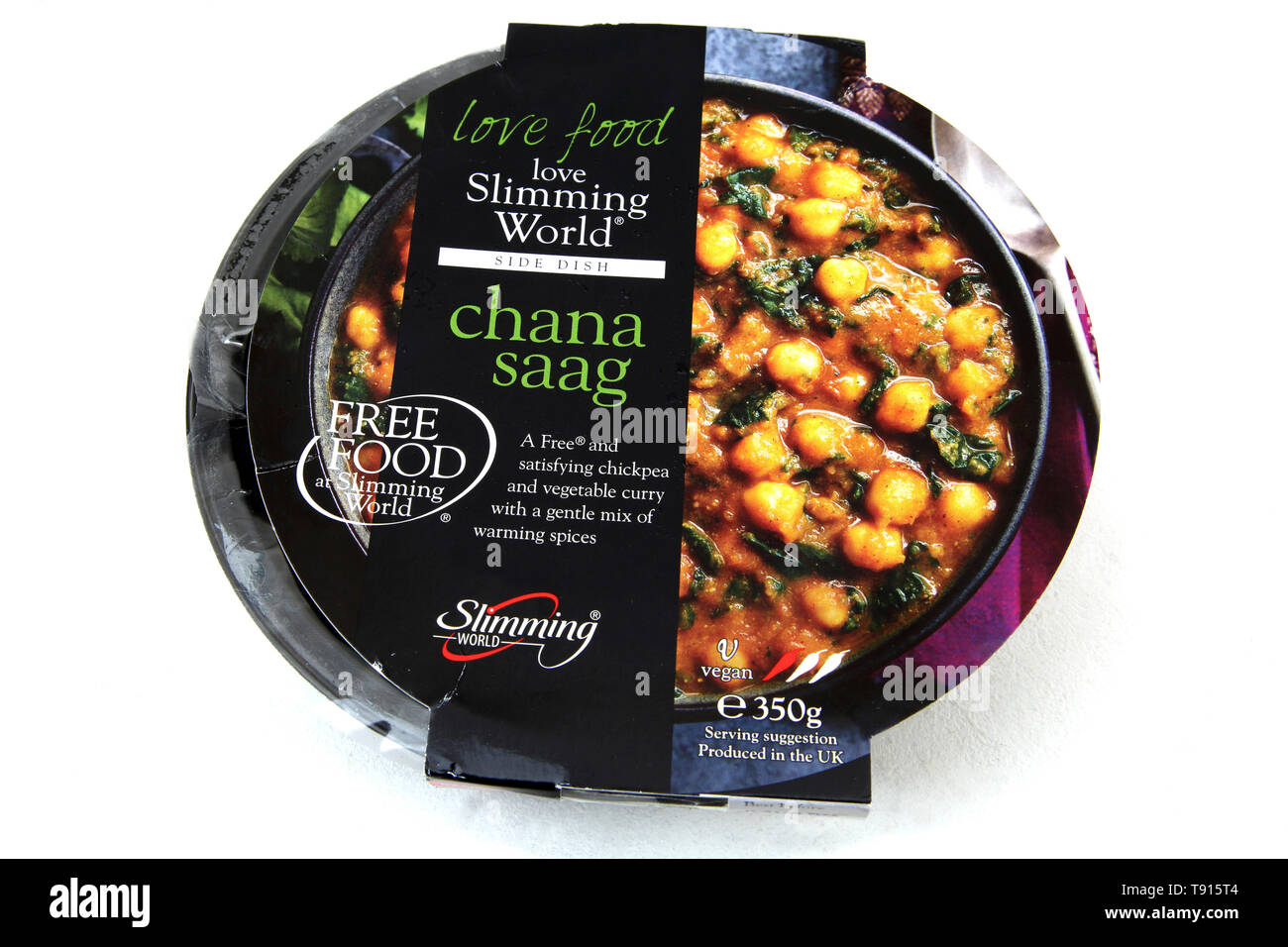Mondo dimagrante Vegan Chana Saag Ceci e Curry vegetale Foto Stock