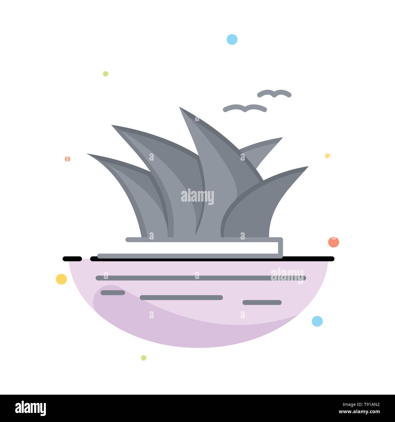 Set di città, cultura, Porto, Opera House di Sydney, il logo aziendale modello. Schermo piatto a colori Illustrazione Vettoriale