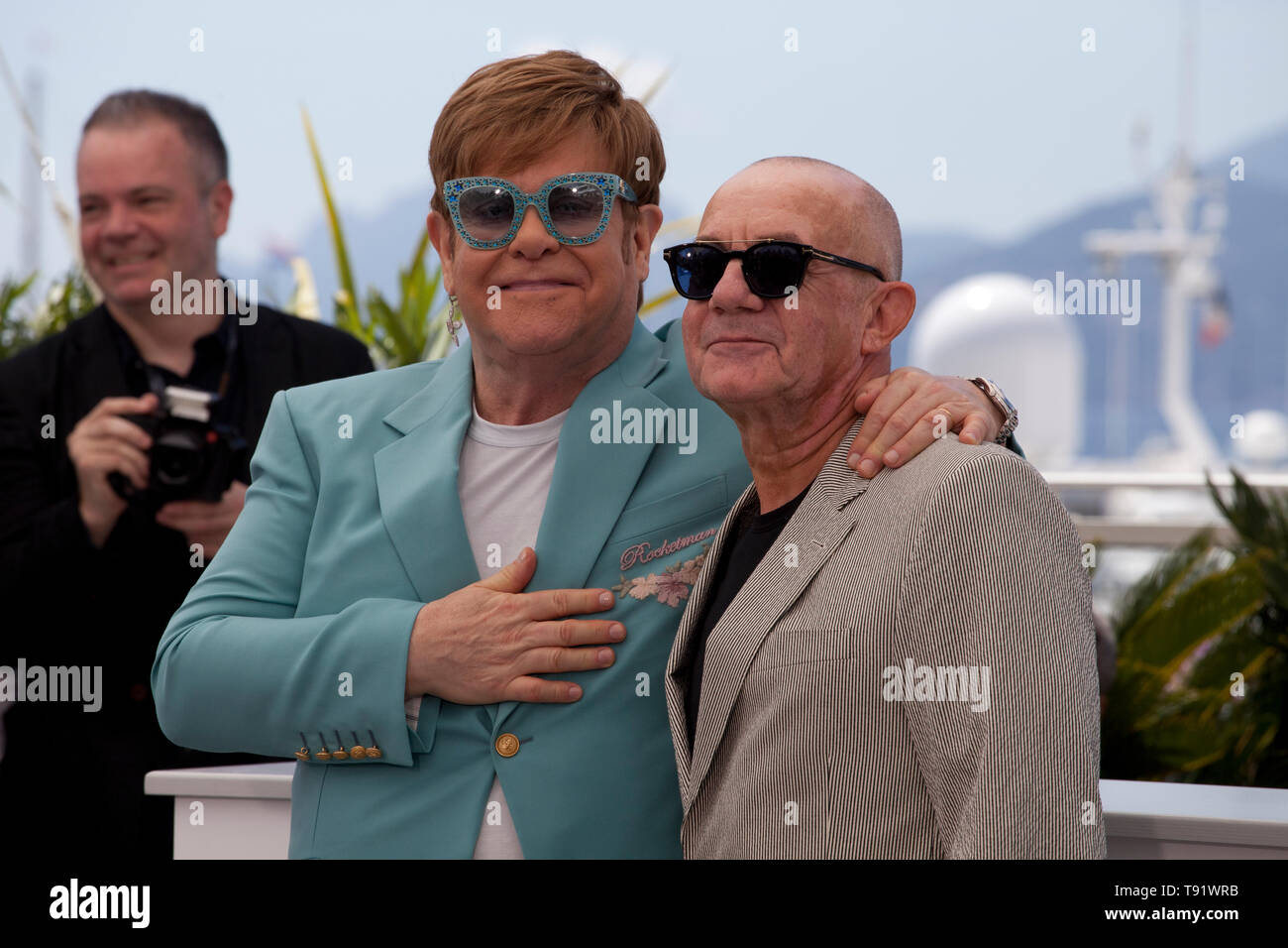 Cannes, Francia. 16 maggio 2019. Sir Elton John e Bernie Taupin a Rocketman pellicola fotografica chiamata presso la 72a Cannes Film Festival, giovedì 16 maggio 2019, Cannes, Francia. Photo credit: Doreen Kennedy/Alamy Live News Foto Stock