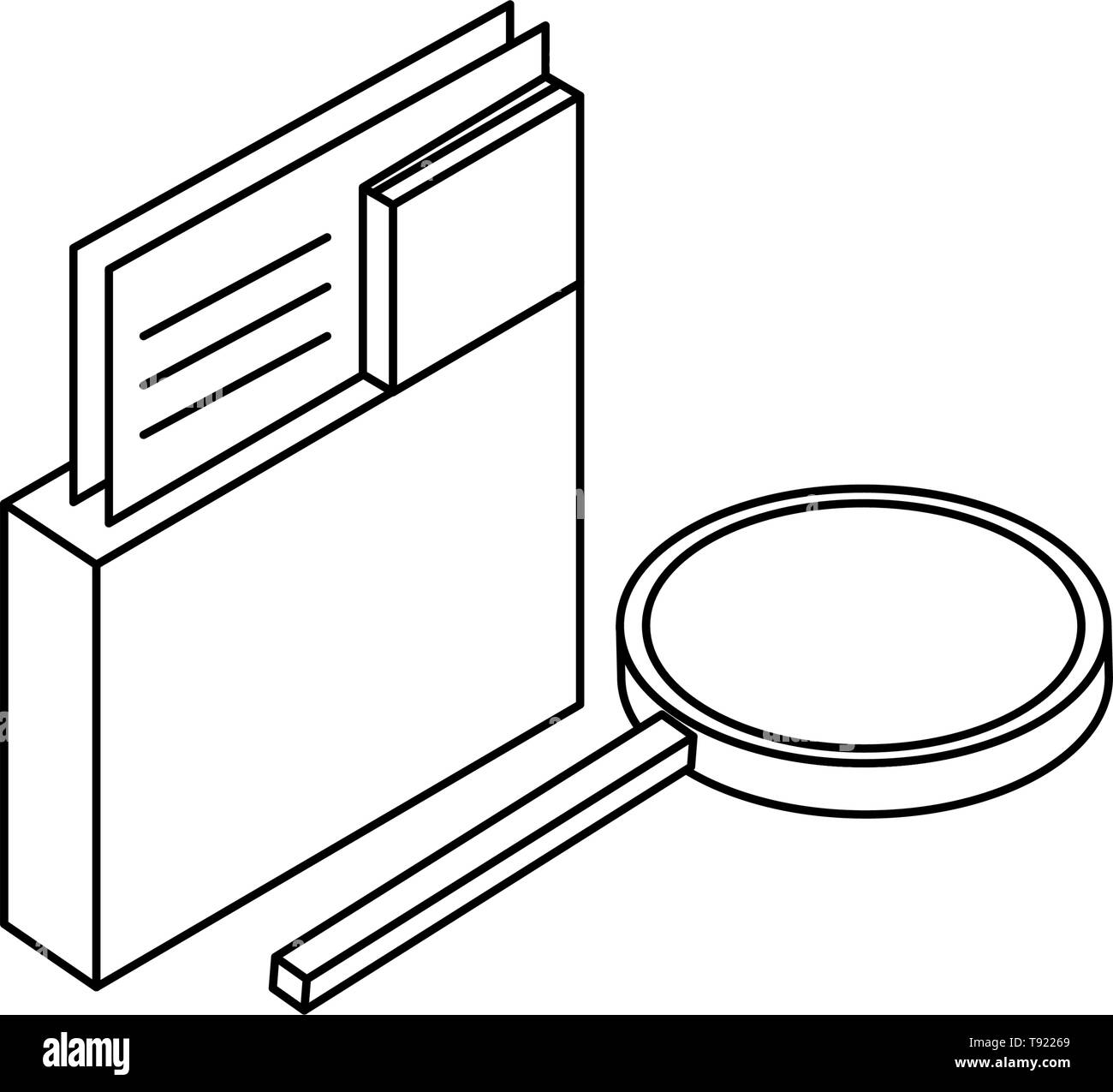 Ricerca la lente di ingrandimento con cartelle illustrazione vettoriale design Illustrazione Vettoriale