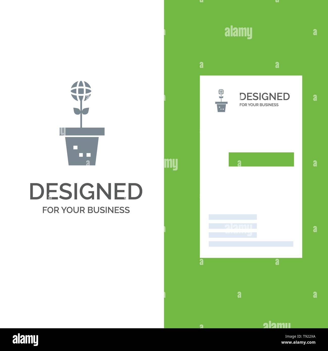 Eco, ambiente, stampo, Natura, impianti grigio Logo Design e Business Card Template Illustrazione Vettoriale