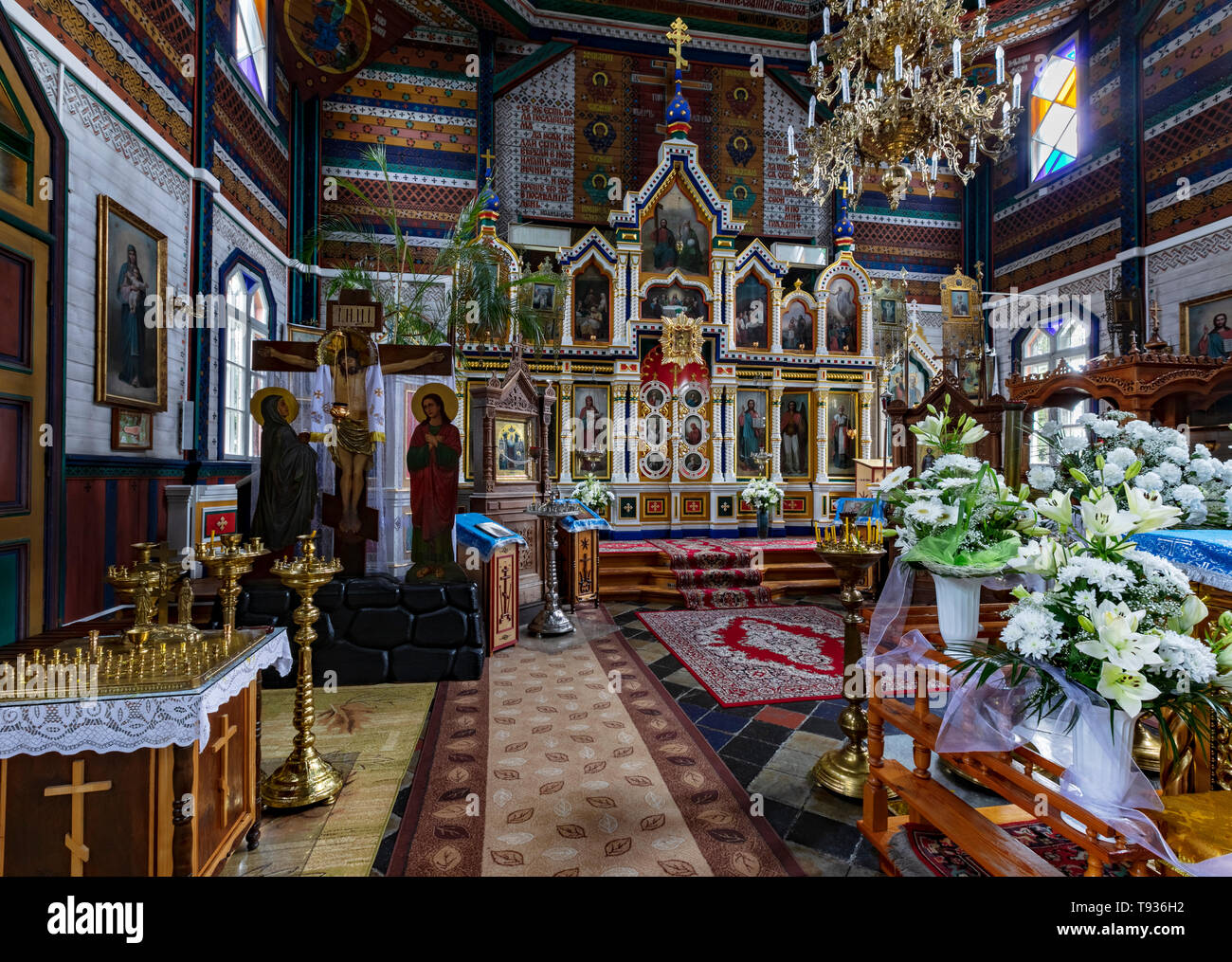 Legno Michalowo chiesa ortodossa. San Nicola, Podlasie, Polonia Foto Stock