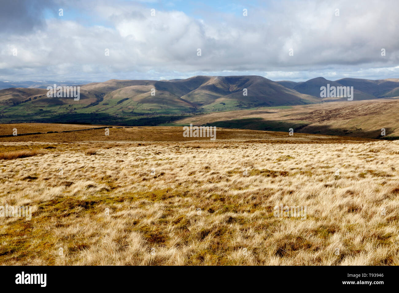 Vista del Howgills da Aye Gill Pike, Cumbria, England, Regno Unito Foto Stock