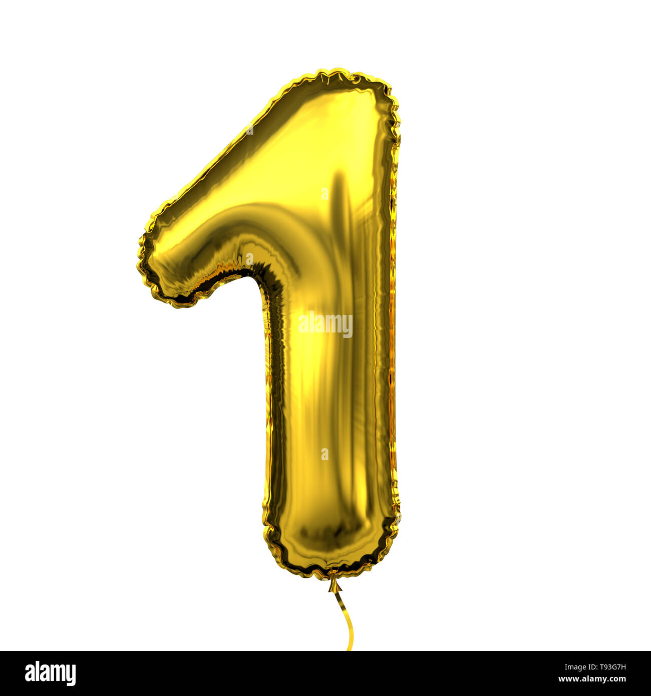 Numero di cifre della palloncino in oro metallico - illustrazione 3D Foto Stock