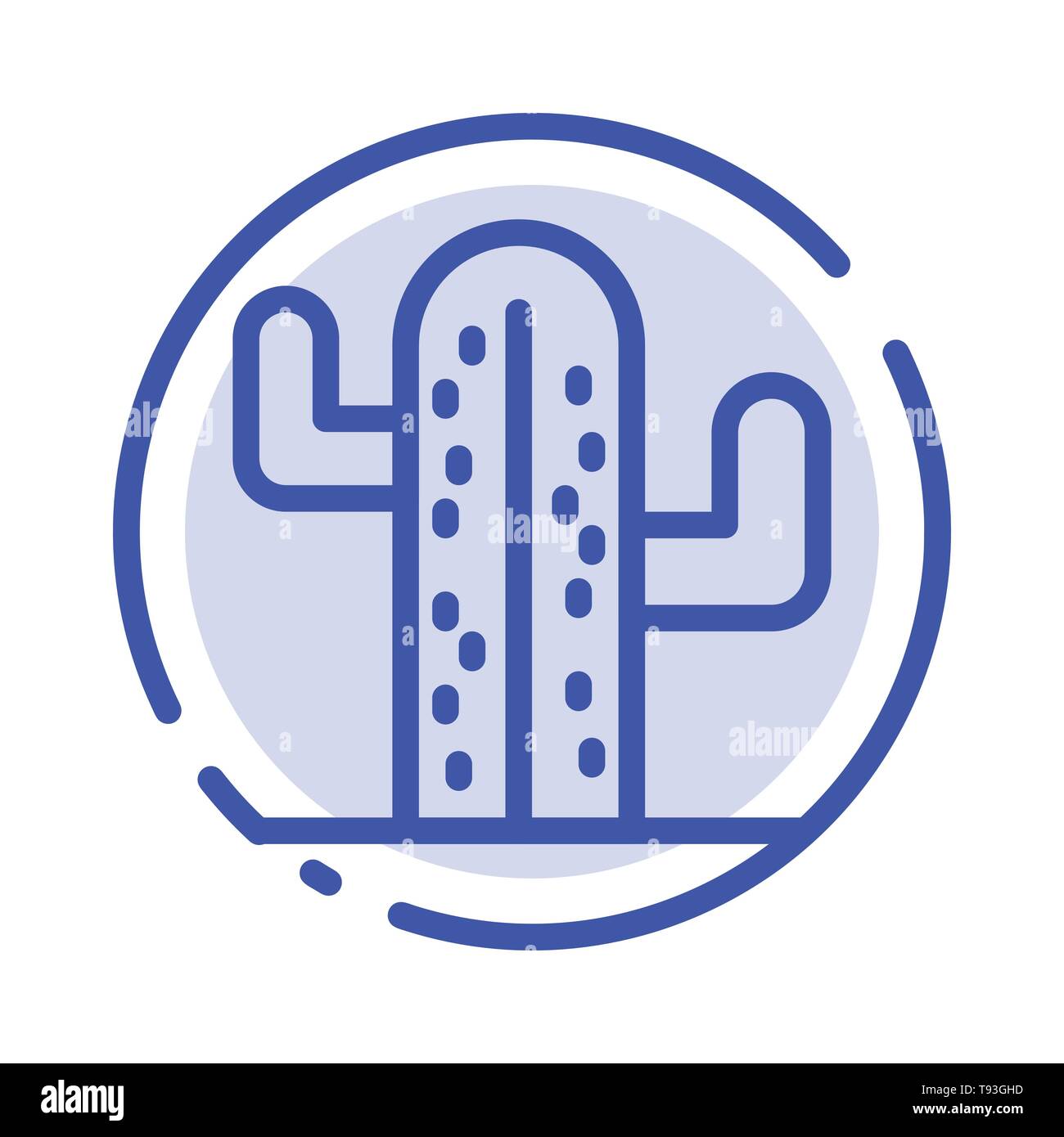 Cactus, Stati Uniti d'America, Impianti, American Blu Linea punteggiata Icona Linea Illustrazione Vettoriale