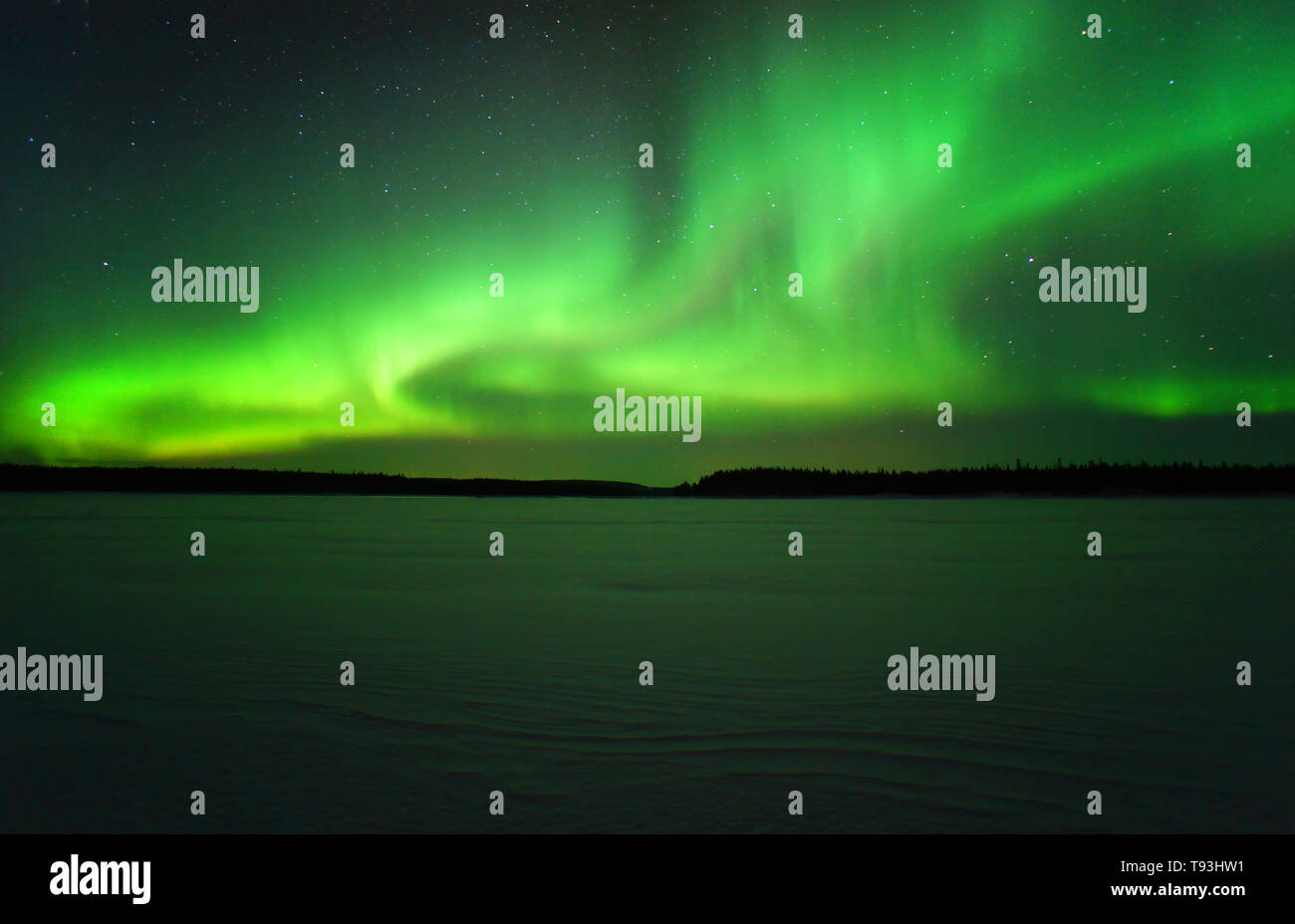 Aurora boreale. Foto notturna dell'aurora boreale cerchio artico Foto Stock