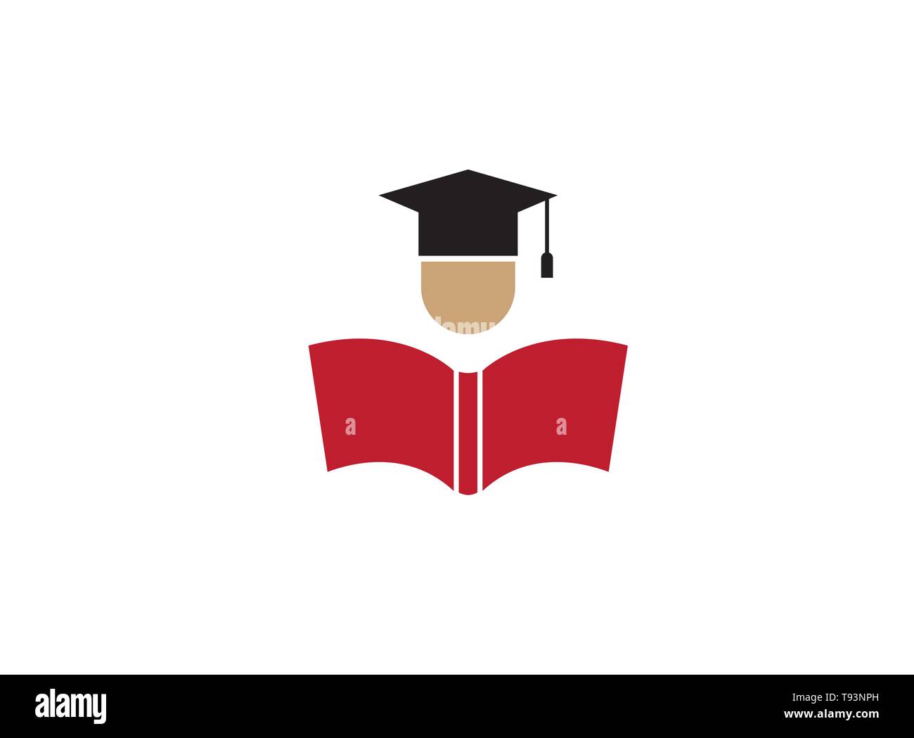Cappello da laurea con logo open book Illustrazione Vettoriale