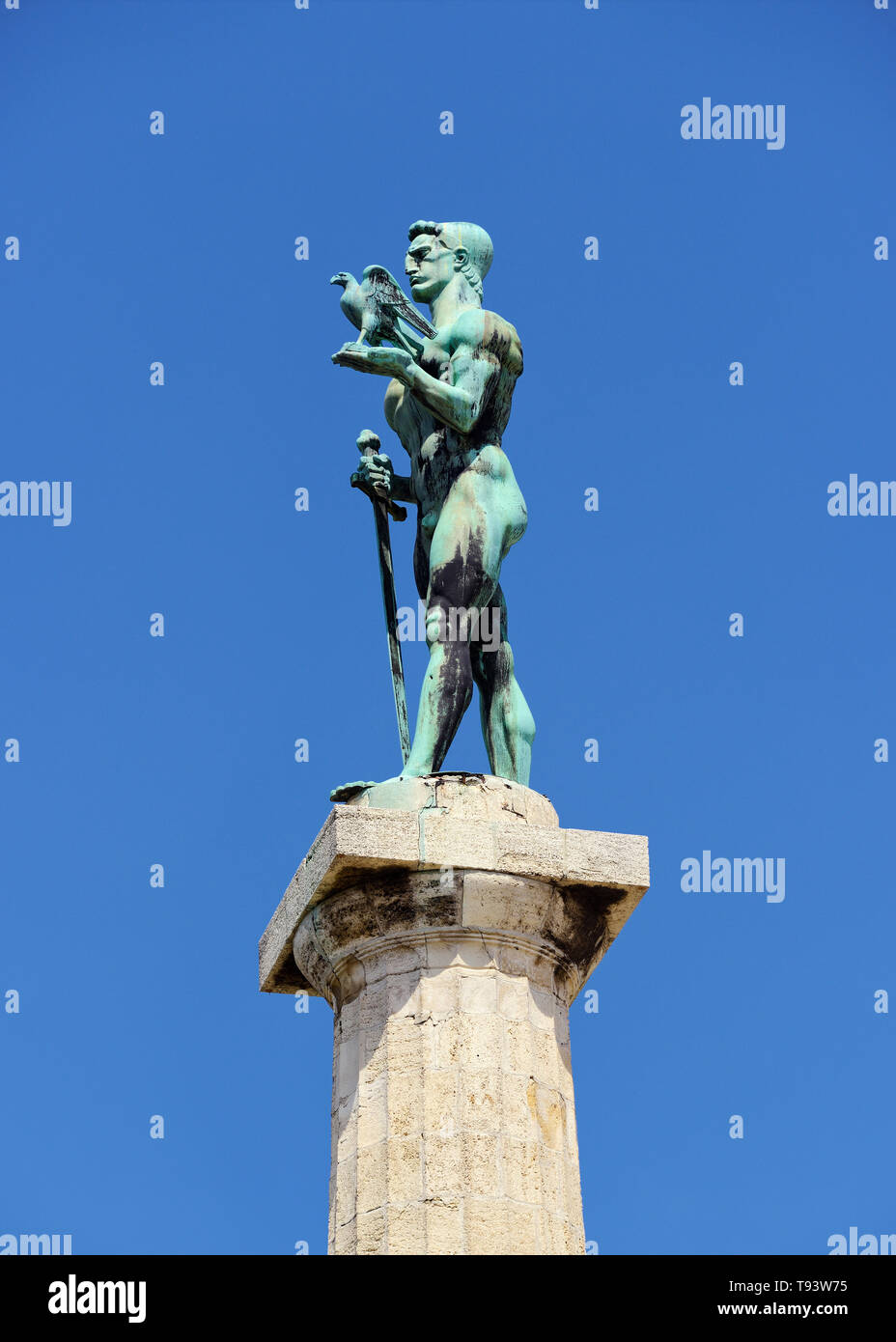 Il Victor monumento, Pobednik, Belgrado, Serbia. Costruito per commemorare la Serbia il vittoria sul pouf e impero austro-ungarico durante le guerre nei Balcani Foto Stock