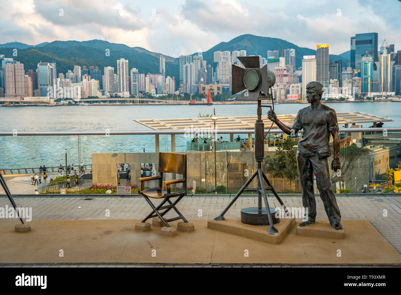 Hong Kong Cina - statua raffigurante il filmato dei lavoratori del settore Foto Stock
