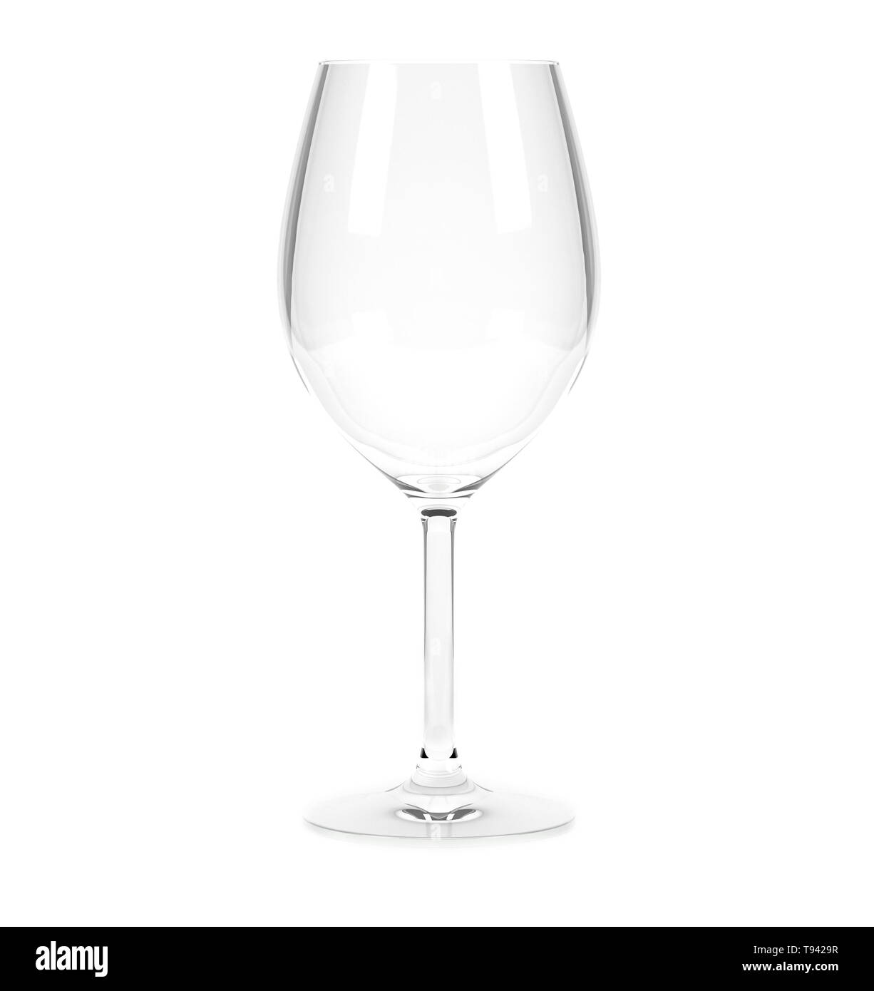 Bicchiere di vino. Vuoto in vetro trasparente. 3D rendering immagine isolata su sfondo bianco Foto Stock