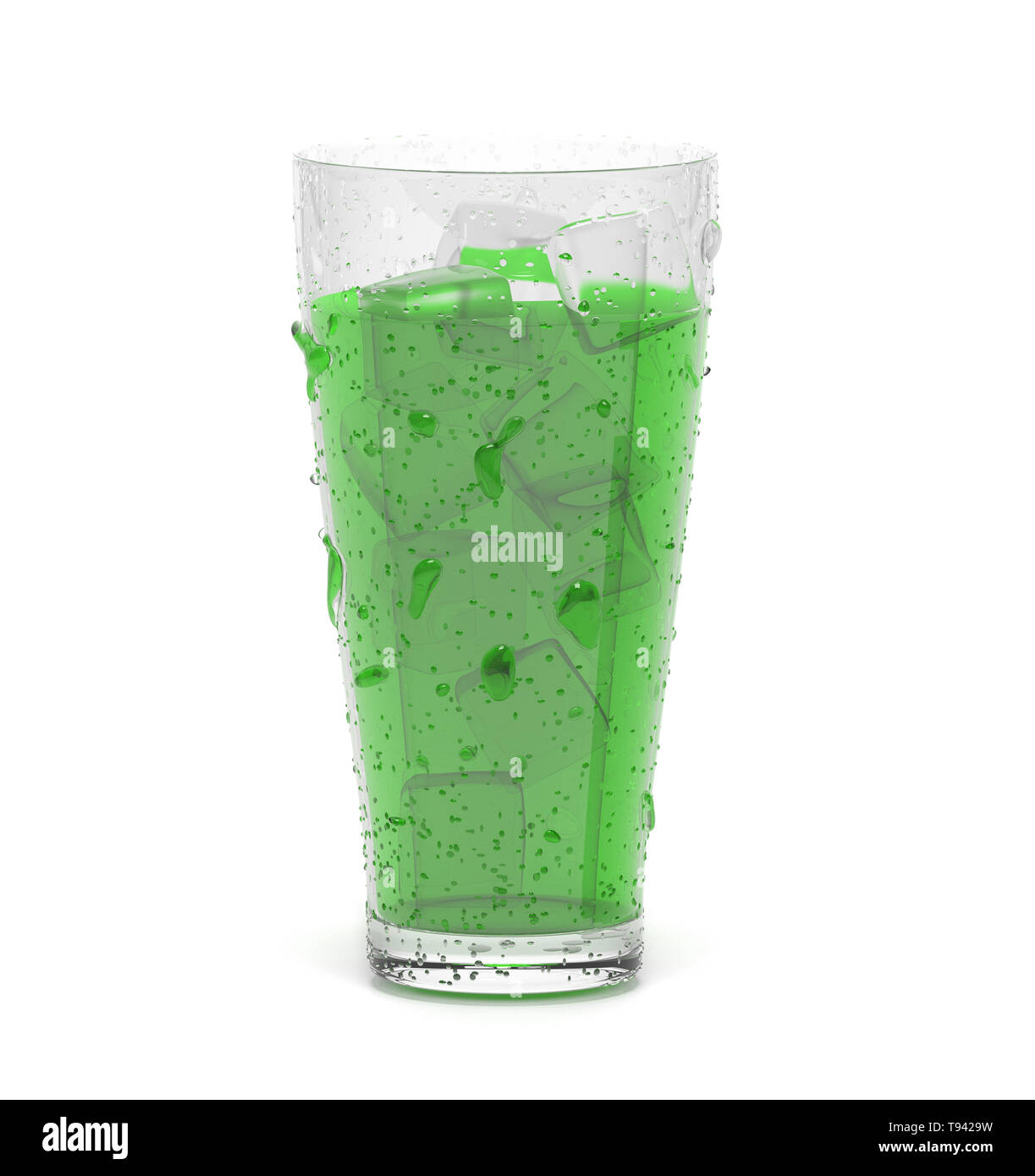 Green drink con ghiaccio. 3D rendering immagine isolata su sfondo bianco Foto Stock