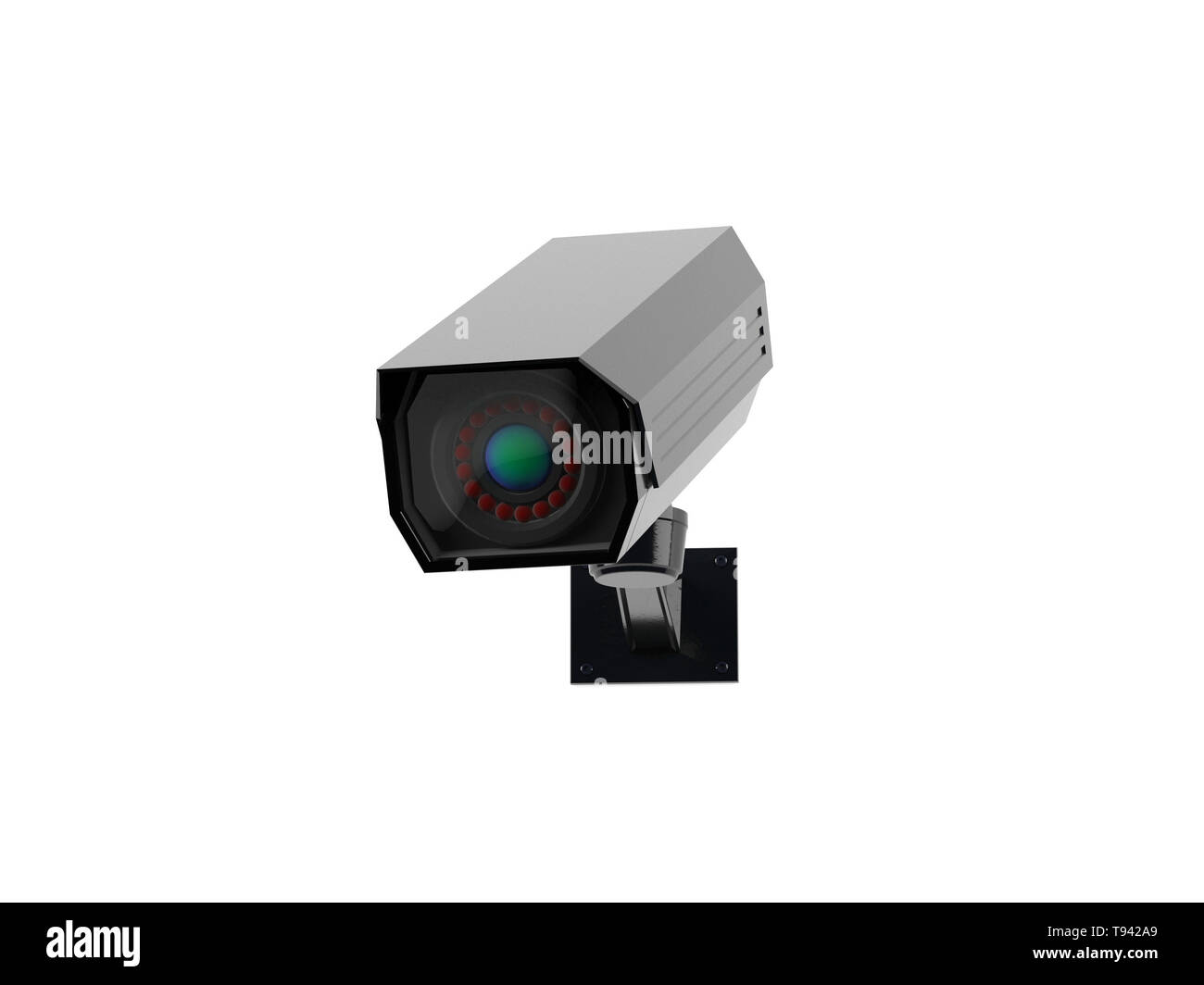 Bianco di sicurezza TVCC telecamera. 3D rendering immagine isolata su sfondo bianco Foto Stock