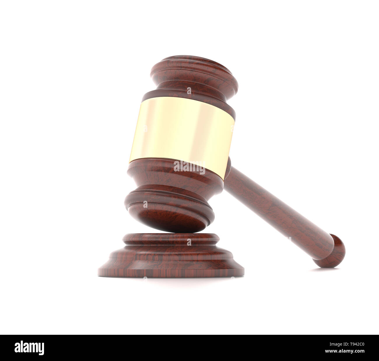 Martello. Tribunale o casa d'aste accessorio. 3D rendering immagine isolata su sfondo bianco Foto Stock