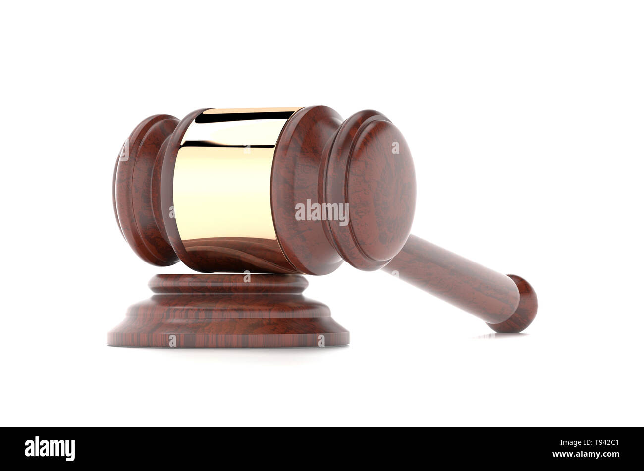 Martello. Tribunale o casa d'aste accessorio. 3D rendering immagine isolata su sfondo bianco Foto Stock