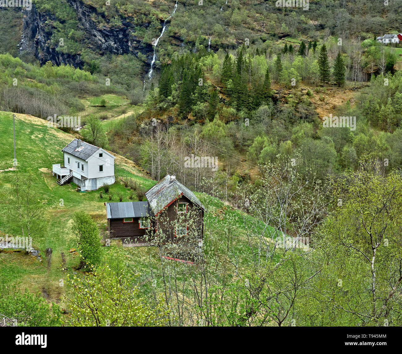 Norvegia, villaggio, montagna Foto Stock