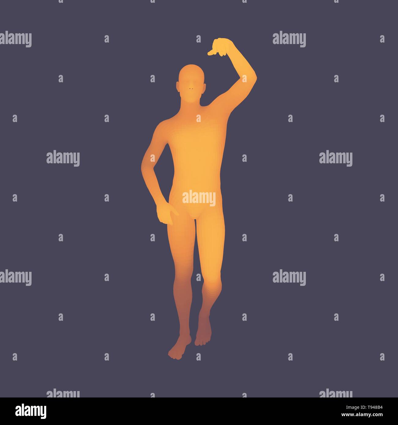 In piedi Man. 3D il corpo umano modello. Elemento di design. L uomo sta in piedi. Illustrazione Vettoriale. Illustrazione Vettoriale