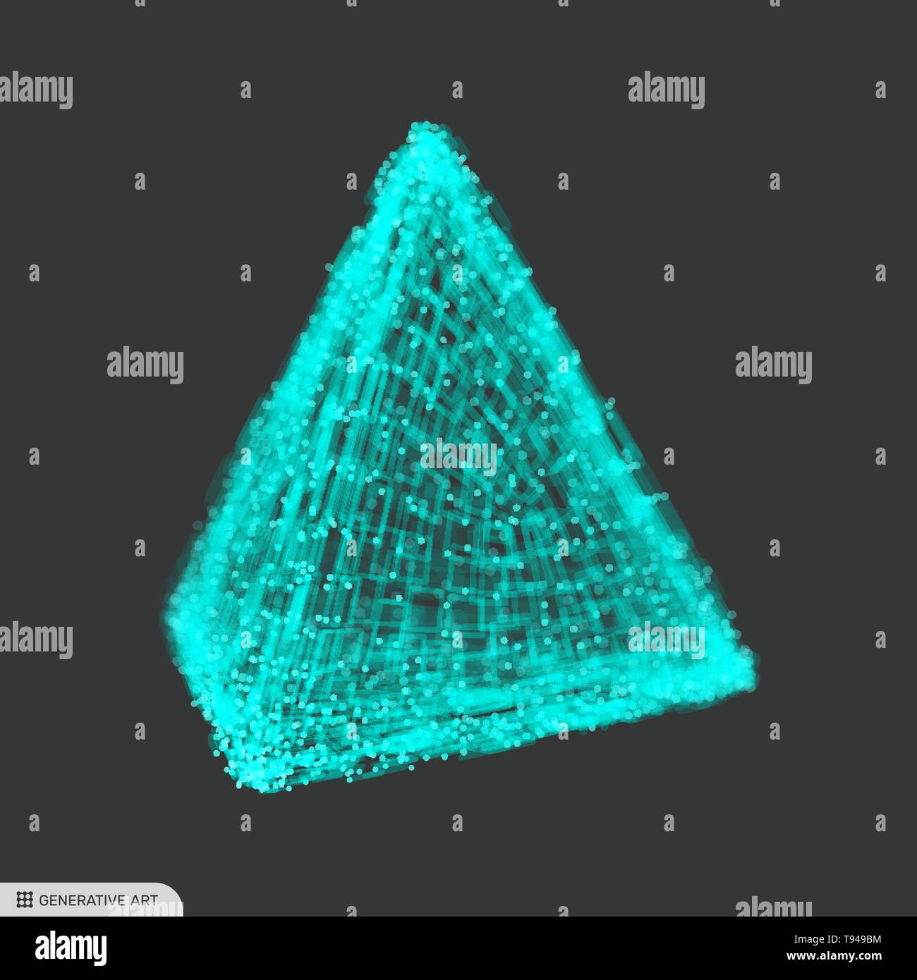 Piramide. Tetraedro regolare. Solido platonico. Regolare poliedro convesso. Elemento geometrico per la progettazione. Griglia molecolare. La tecnologia 3d di stile. Illustrazione Vettoriale