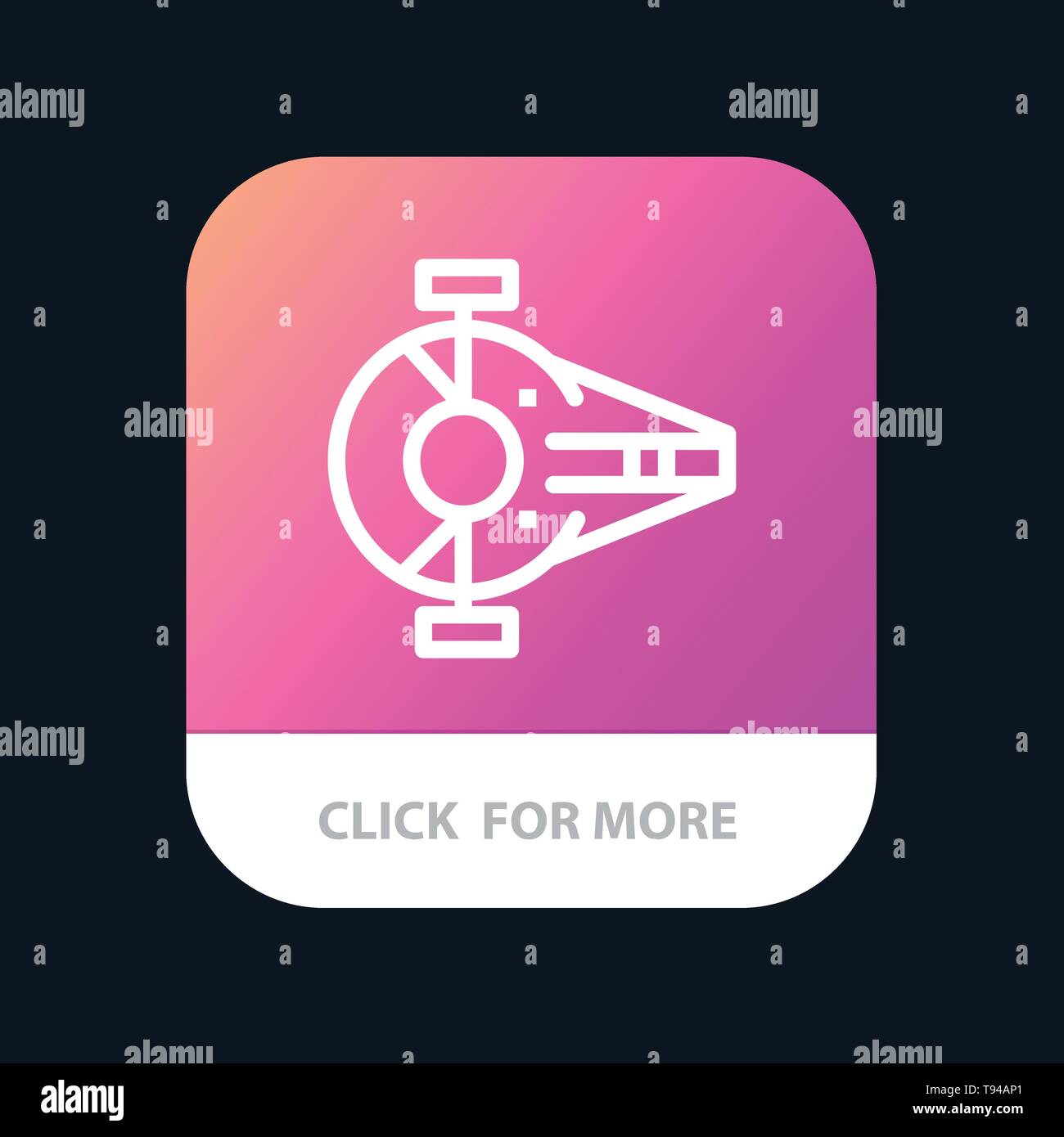 Cruiser, Fighter, Interceptor, nave, navicella spaziale Mobile App pulsante. Android e IOS versione di linea Illustrazione Vettoriale