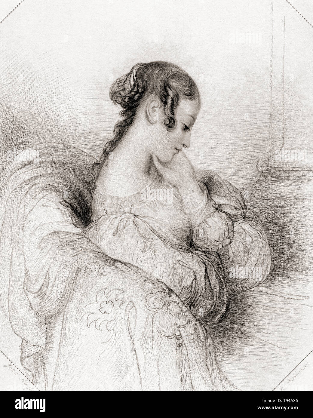 Helena. Principal personaggio femminile di Shakespeare tutto è bene quel che finisce bene. Dalla Galleria di Shakespeare, pubblicato c.1840. Foto Stock