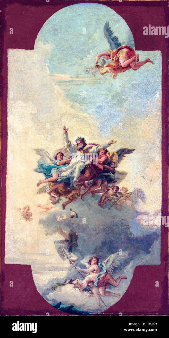 Giovanni Domenico Tiepolo, l'Apoteosi di un papa e martire, pittura c. 1780 Foto Stock