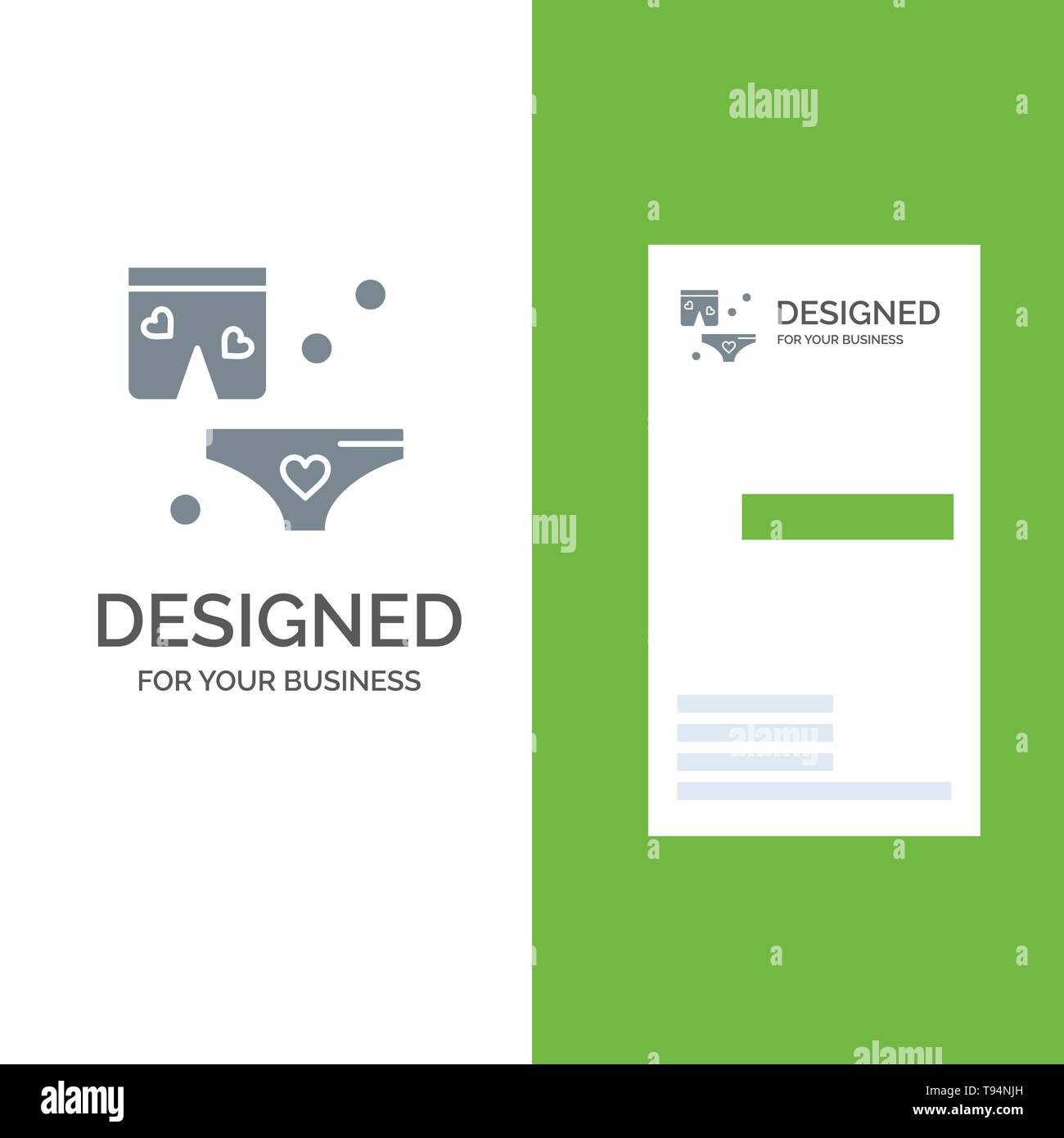 Scatti, amore, notte di nozze Logo grigio Design e Business Card Template Illustrazione Vettoriale