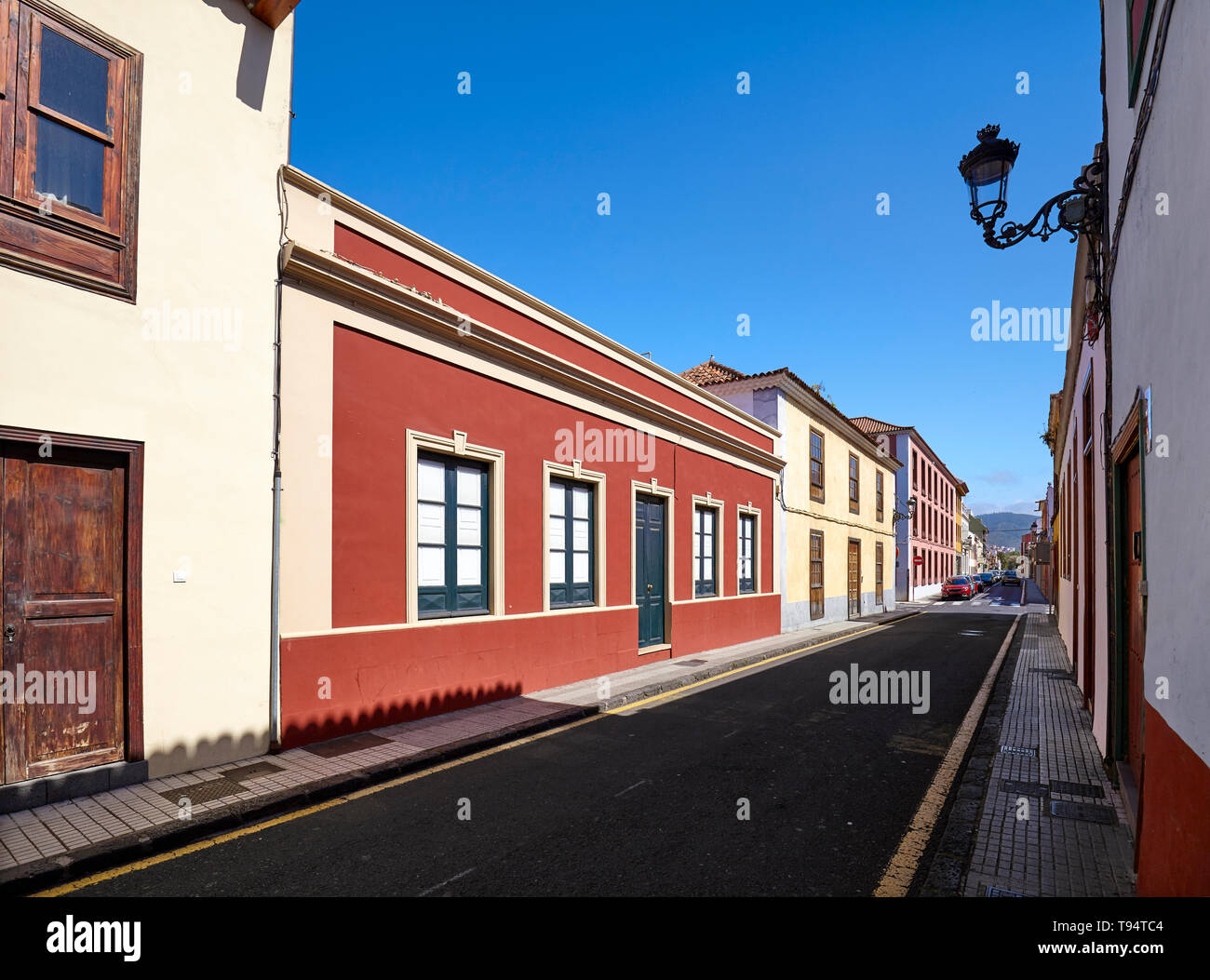 Strada di San Cristóbal de La Laguna (noto come La Laguna), il suo centro storico è stato dichiarato patrimonio mondiale dall UNESCO nel 1999, Tenerife, Spagna Foto Stock