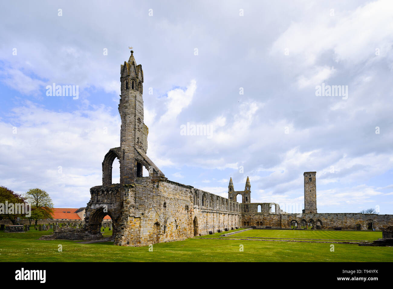 St Andrews Cathedral e St regola Tower, St Andrews Fife, Scozia, Regno Unito. Foto Stock
