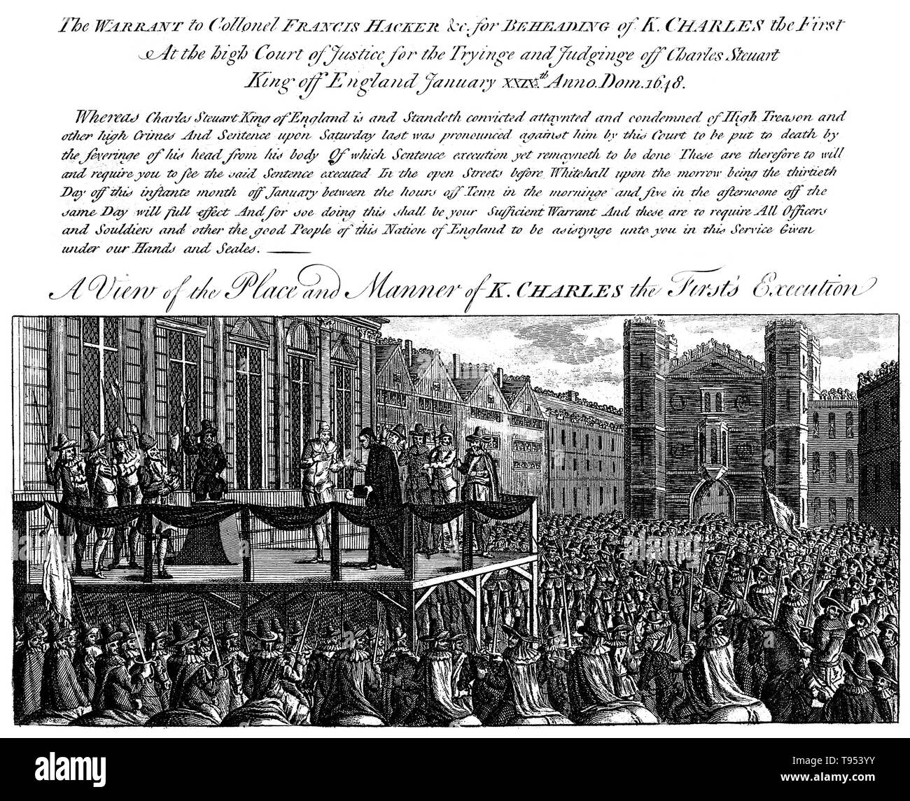 Charles I (19 novembre 1600 - 30 gennaio 1649) è stato monarca dei tre regni di Inghilterra, in Scozia e in Irlanda dal 27 marzo 1625 fino alla sua esecuzione in 1649. Carlo era il secondo figlio del re Giacomo VI di Scozia, ma dopo che il suo padre ha ereditato il trono Inglese nel 1603, si trasferì in Inghilterra, dove ha trascorso la maggior parte del resto della sua vita. Dopo la sua successione, Charles oggetto di contesa con il Parlamento dell'Inghilterra, che ha cercato di frenare la sua prerogativa regale. Foto Stock