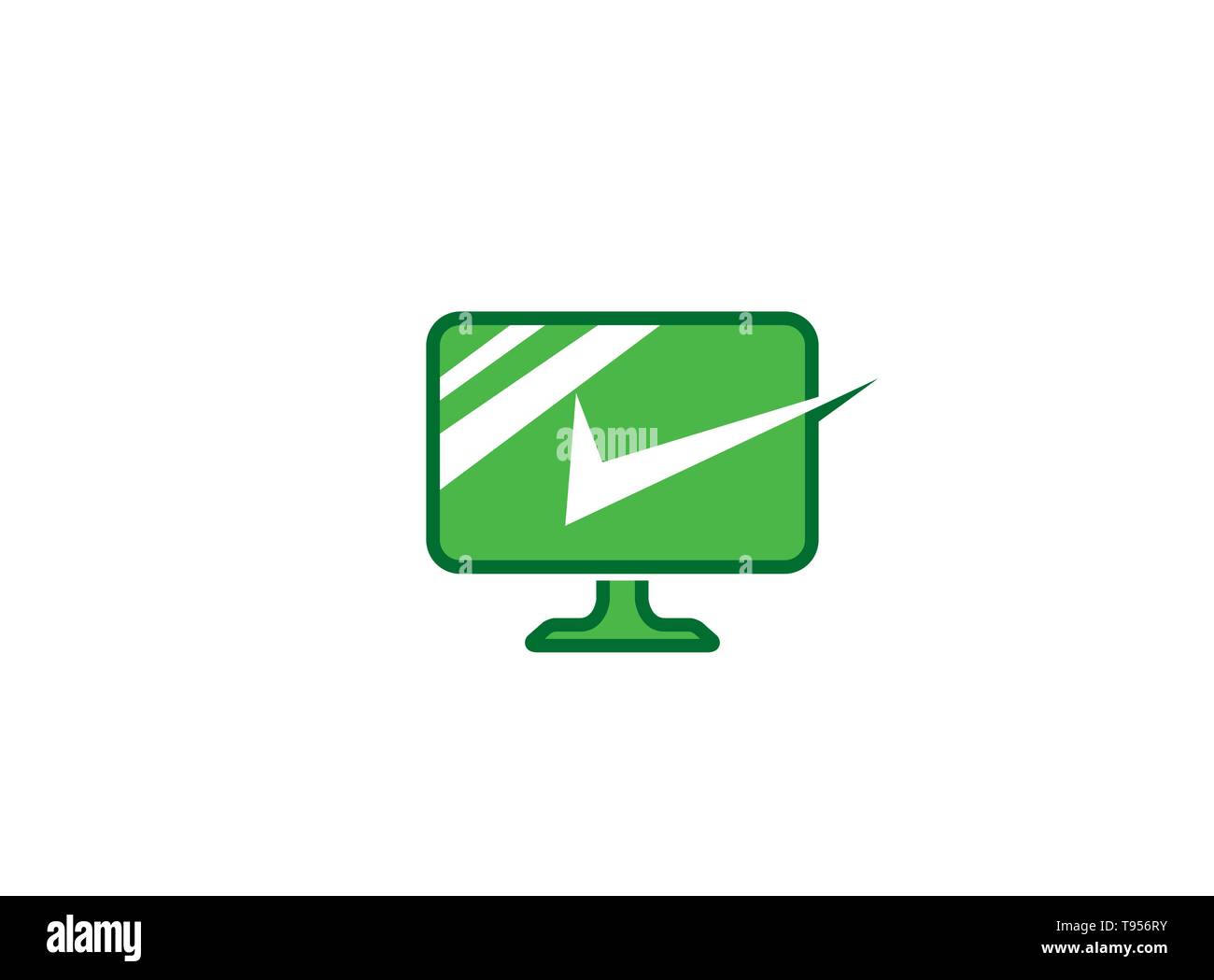 PC con segno di spunta icona lineare di un verde grande schermo del  computer con il segno di spunta per il logo design illustrazione Immagine e  Vettoriale - Alamy