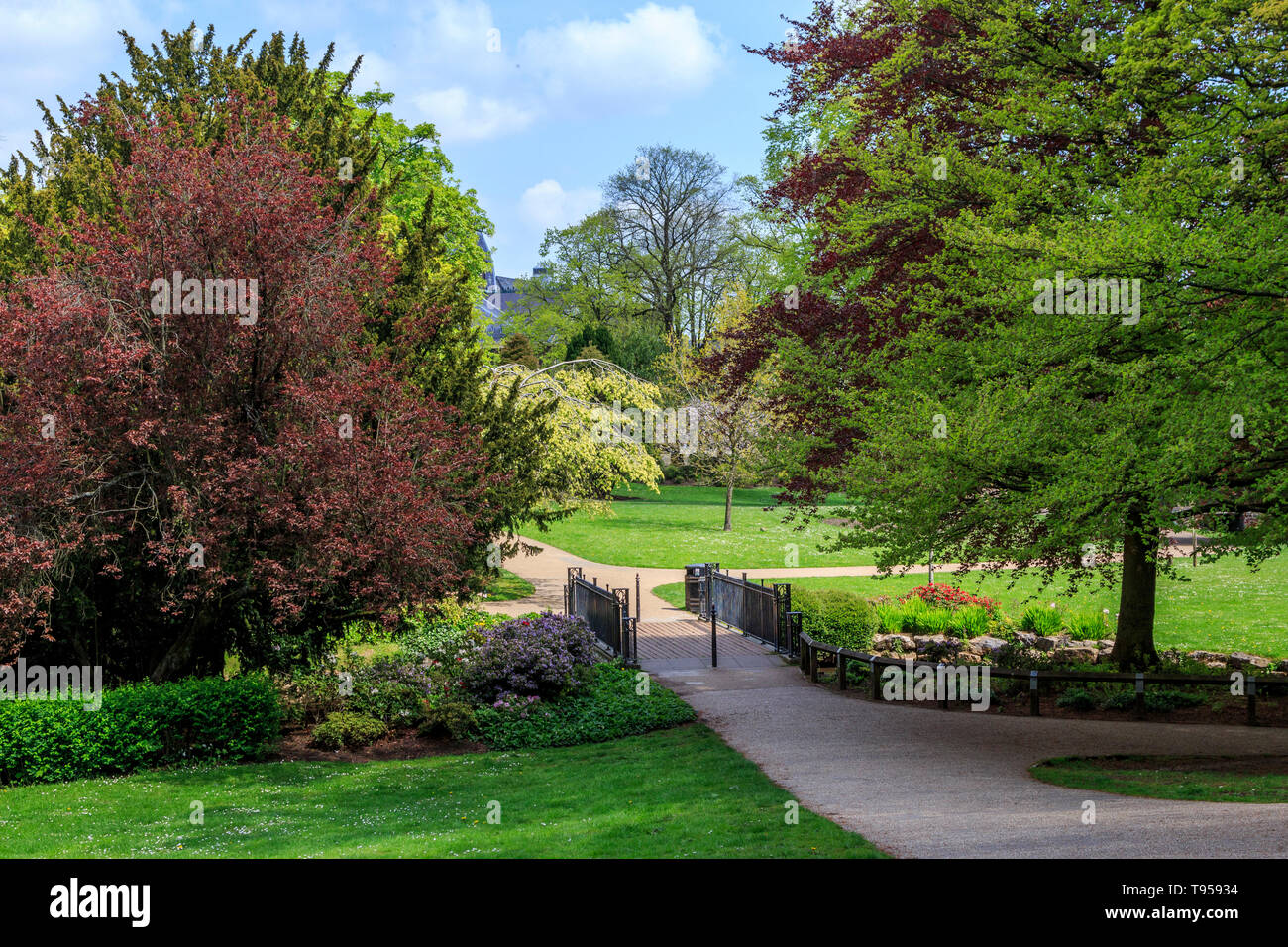 Il Pavilion Gardens, Buxton,Centro Città, Peak District, parco nazionale, Derbyshire, England, Regno Unito, GB Foto Stock