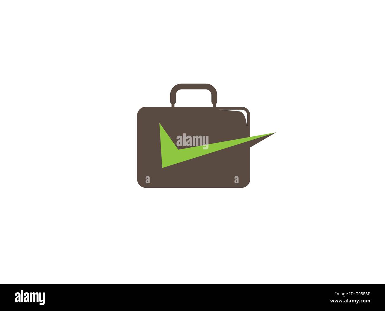 Borse portadocumenti una borsa per uomini d'affari con segno di spunta per il logo design Illustrazione Vettoriale