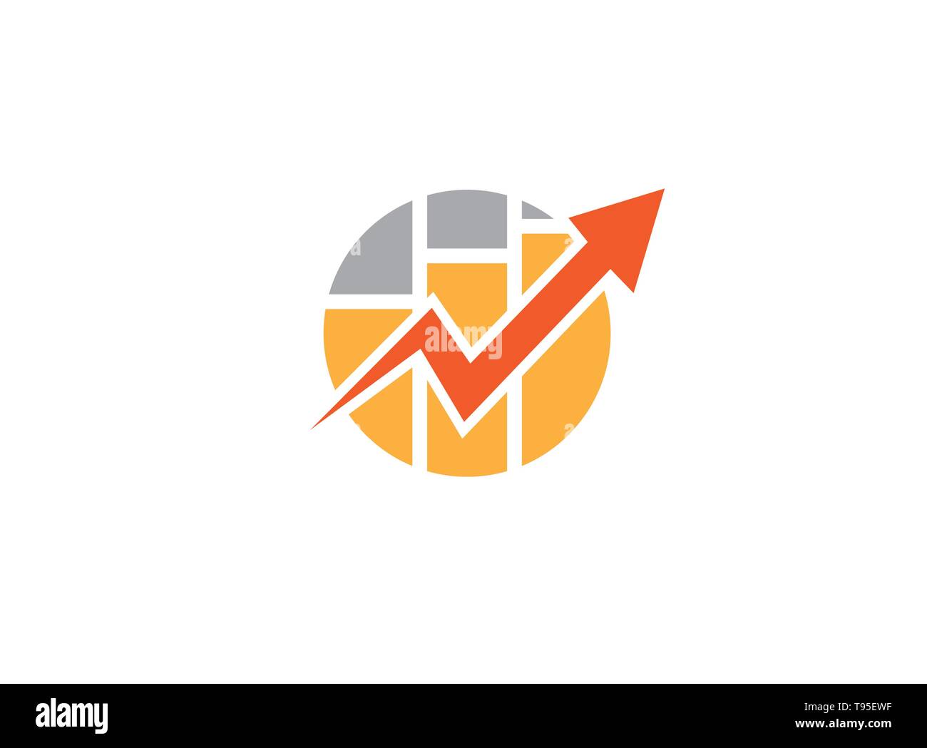 La forma e la barra del grafico freccia per le statistiche e il mercato di negoziazione per il logo design illustrazione Illustrazione Vettoriale