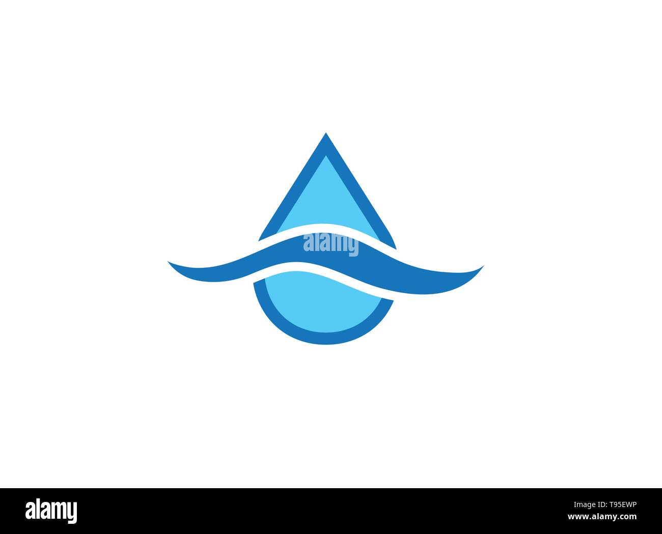 Una goccia di cascate nel lago per il logo design illustrazione Illustrazione Vettoriale