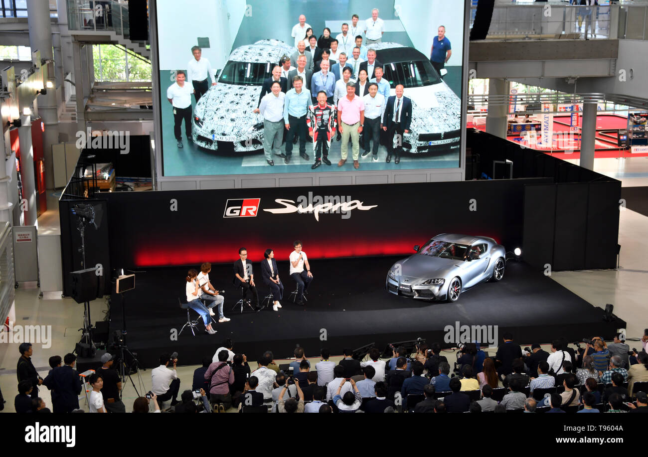 Tokyo, Giappone. Il 17 maggio 2019. La quinta generazione di Toyota Supra rende la sua ri-esordio a Tokyo il Venerdì, 17 maggio 2019, dopo 17 anni di assenza. La partnership con Bmw, il modello 2020 condivide la stessa piattaforma di base come la nuova BMW Z4. Credito: Natsuki Sakai/AFLO/Alamy Live News Foto Stock