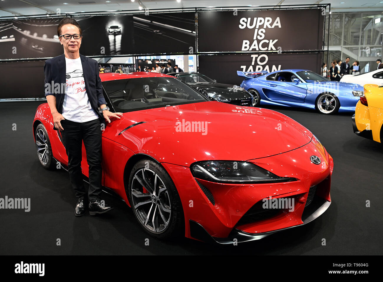 Tokyo, Giappone. Il 17 maggio 2019. La quinta generazione di Toyota Supra rende la sua ri-esordio a Tokyo il Venerdì, 17 maggio 2019, dopo 17 anni di assenza. La partnership con Bmw, il modello 2020 condivide la stessa piattaforma di base come la nuova BMW Z4. Credito: Natsuki Sakai/AFLO/Alamy Live News Foto Stock